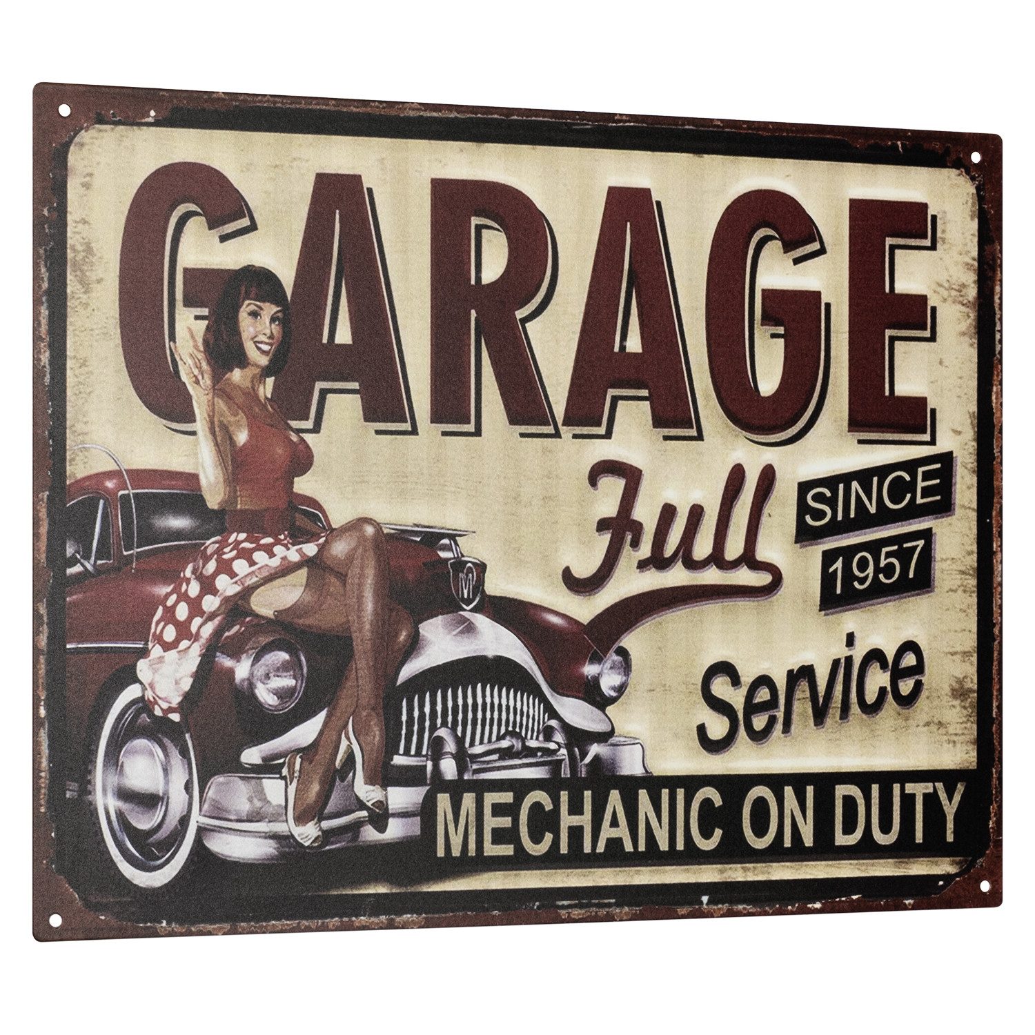 Metallschild Retro Blechschild Garage Full Service 25 x 33 cm