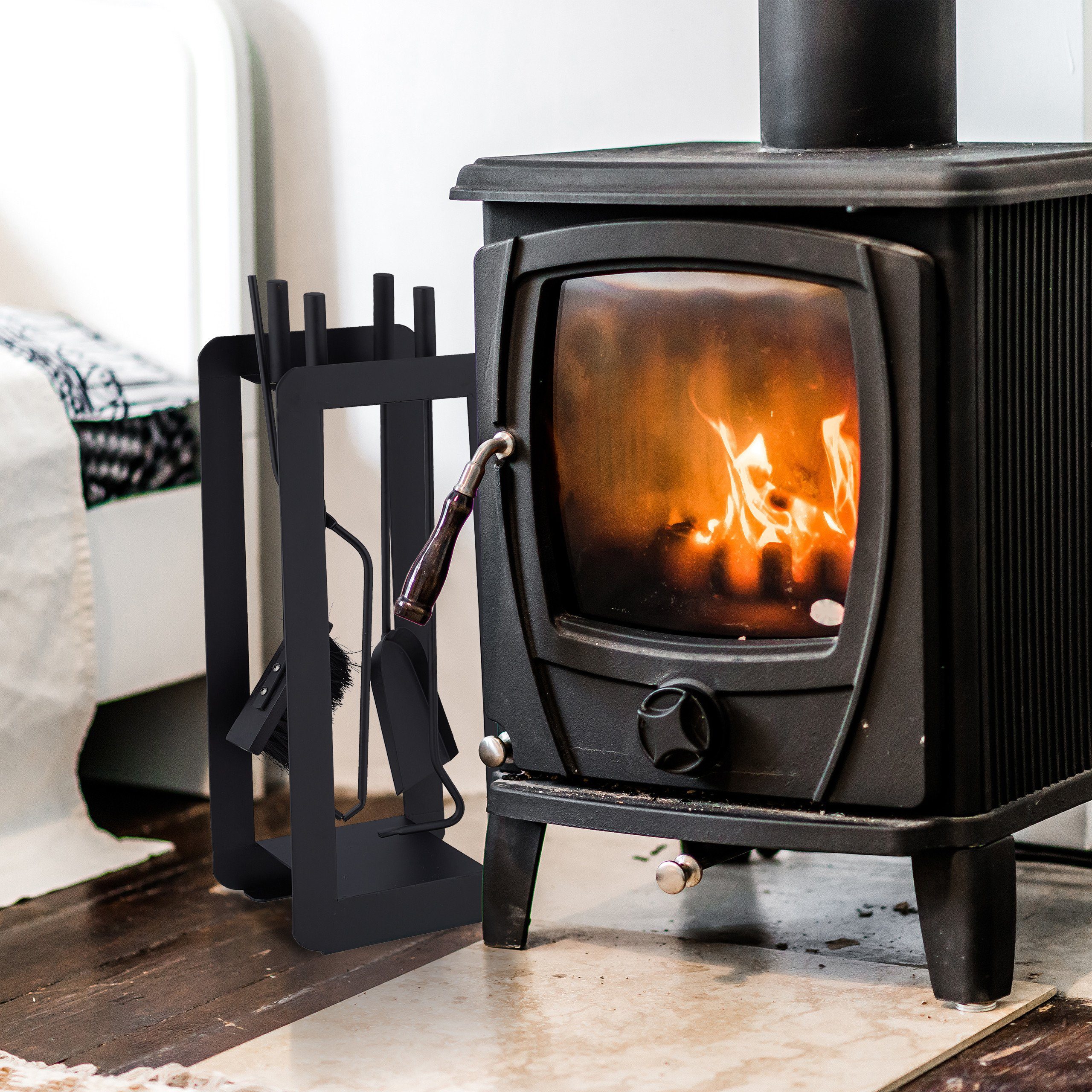 relaxdays Kamingarnitur 5-teiliges Kaminbesteck in Schwarz günstig online kaufen