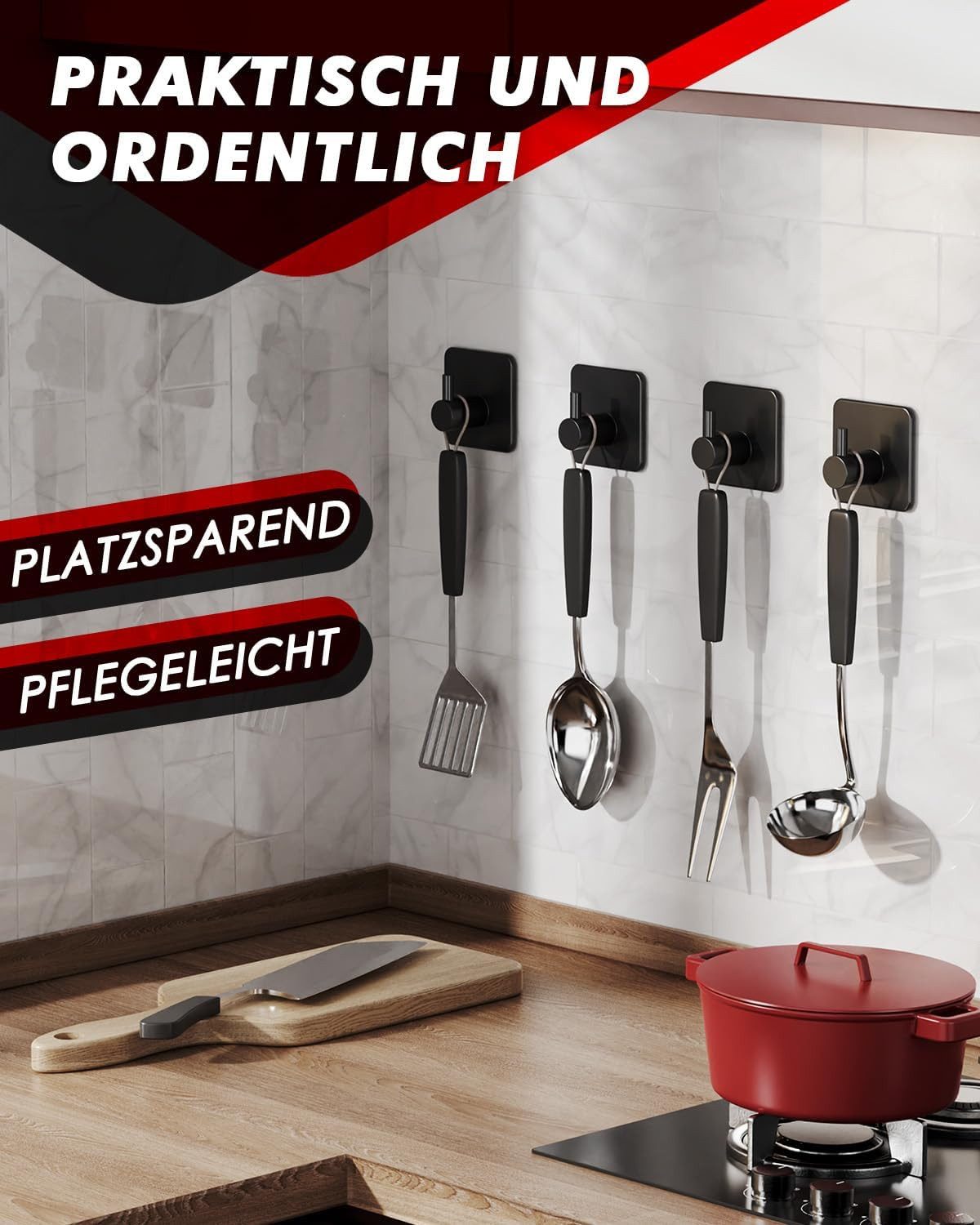 Refined Living Handtuchhaken Handtuchhalter ohne Bohren 10er Set Handtuchhaken Bad Edelstahl, für Bad Toilette Küche Büro usw., (10 Stück, 10-St., Kleiderhaken  – Bild 5 von 5