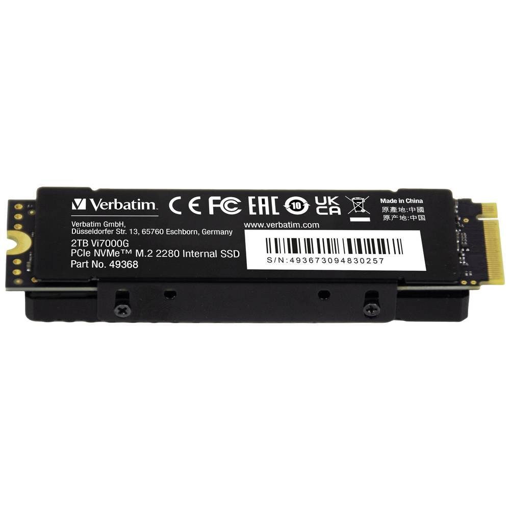 Verbatim G PCIe NVMe™ M.2 SSD 2 TB 49368 SSHD-Hybrid-Festplatte, NVMe (NVM Express), geeignet für PlayStation 5™