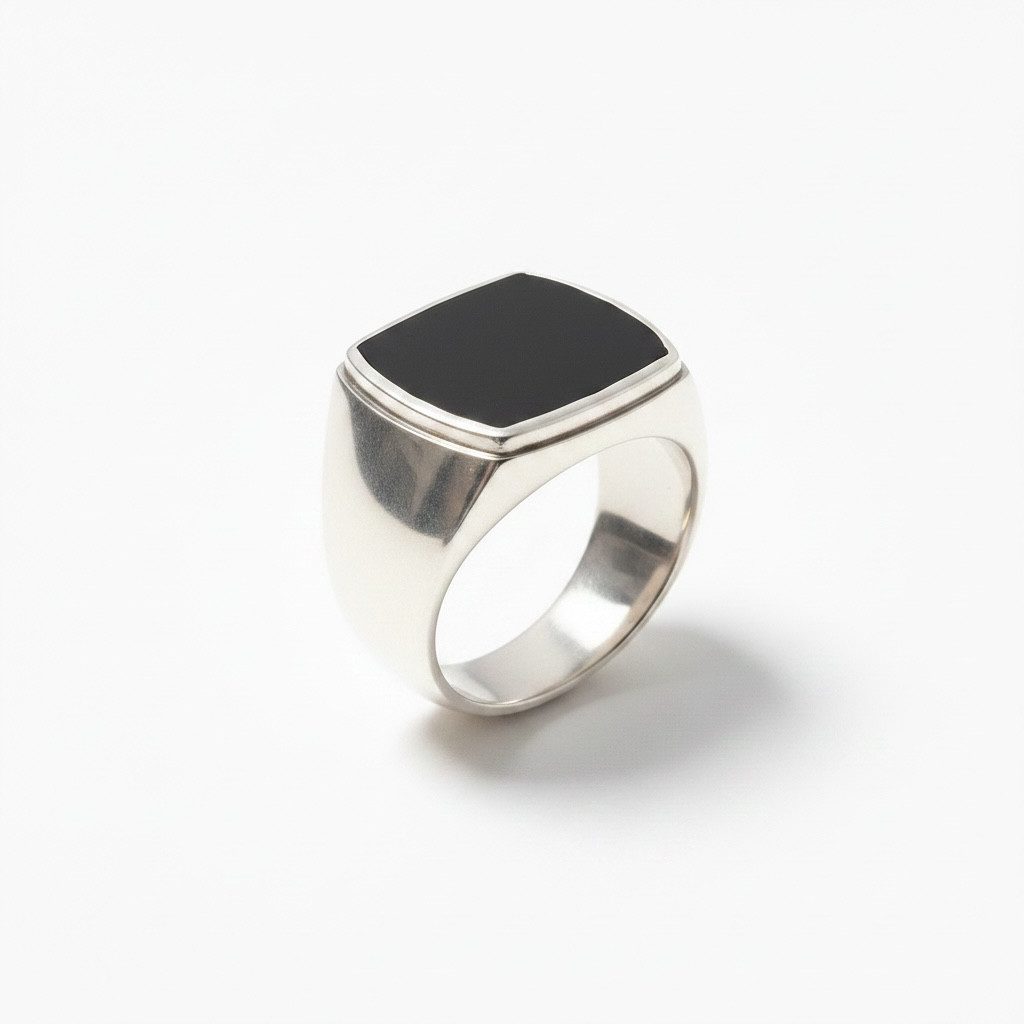 Karisma Schmuck Siegelring Männerring 925 Sterling Silber mit schwarzem Onyx