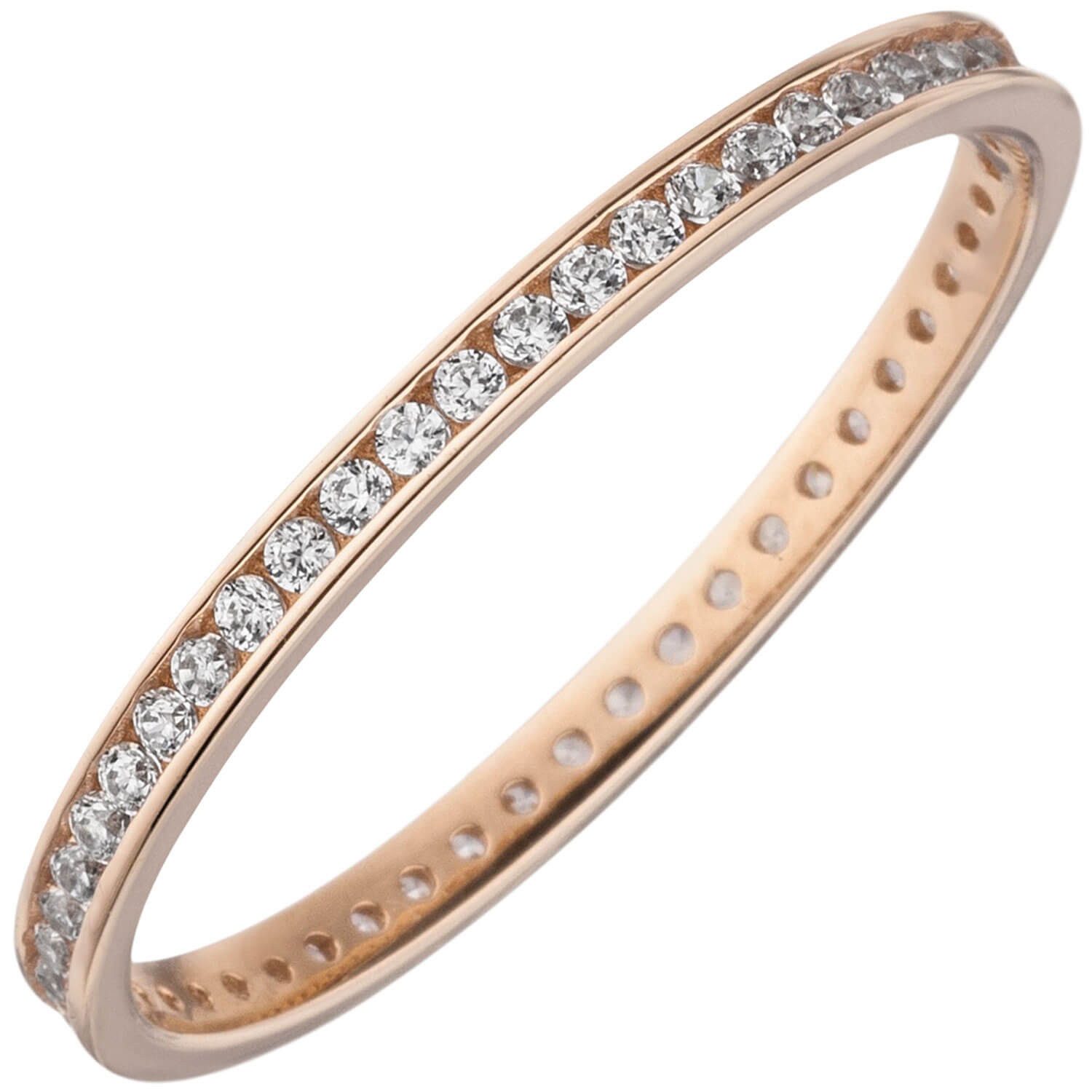 Goldring Schmaler Memory Ring aus 333 Rotgold mit Zirkonia