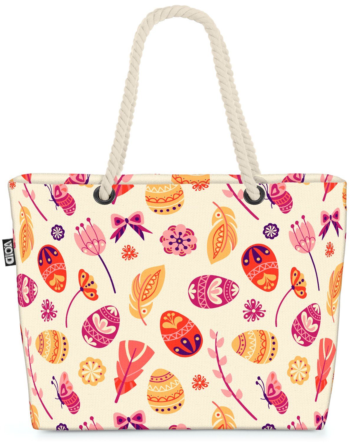 VOID Strandtasche (1-tlg), Ostereier Schmetterling Ostern Ostereier Schmetterling Ostern Floral | Strandtaschen