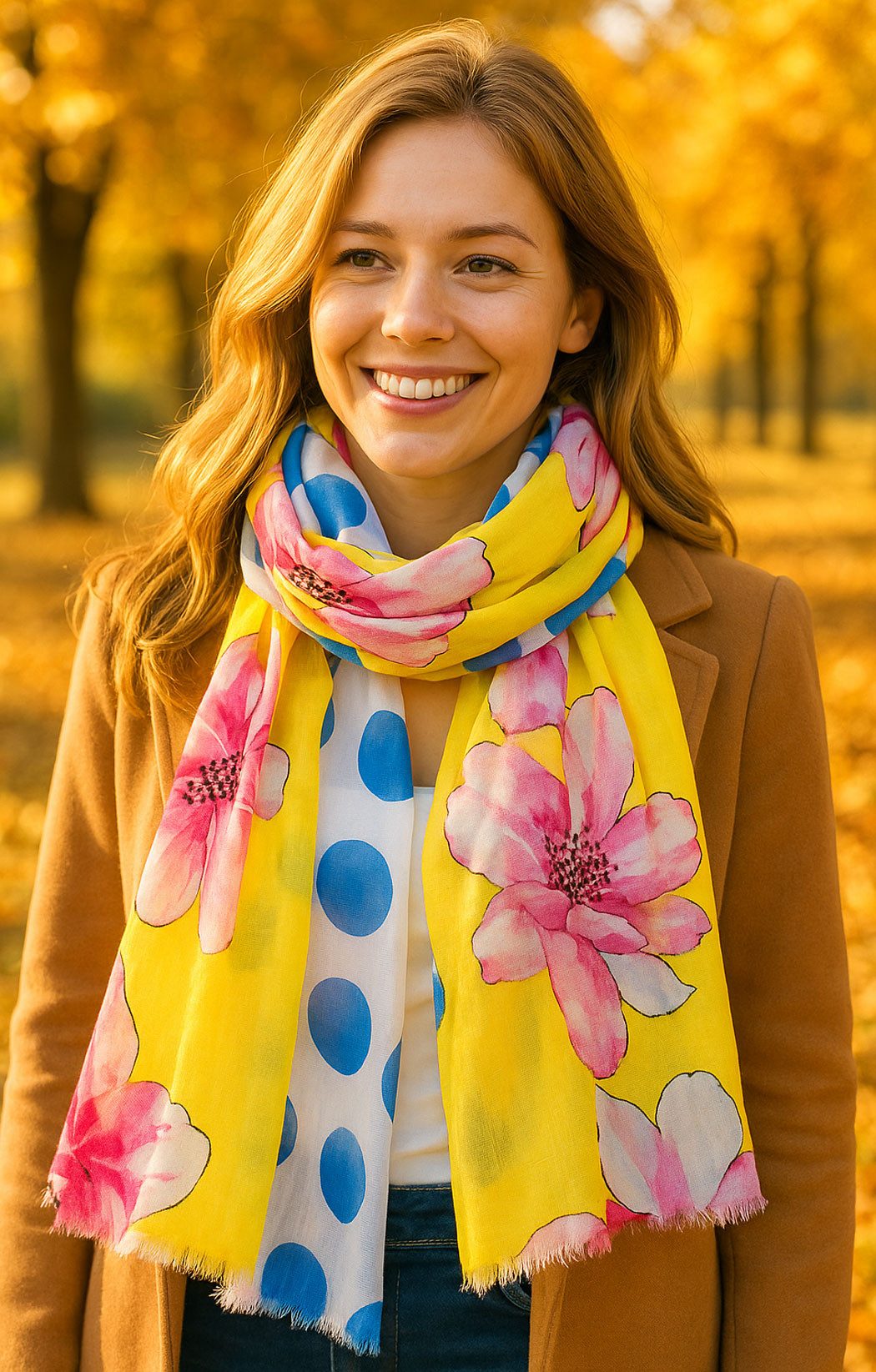 Faera Modeschal, Damen Schal mit Blumen weich und leicht Punkte günstig online kaufen