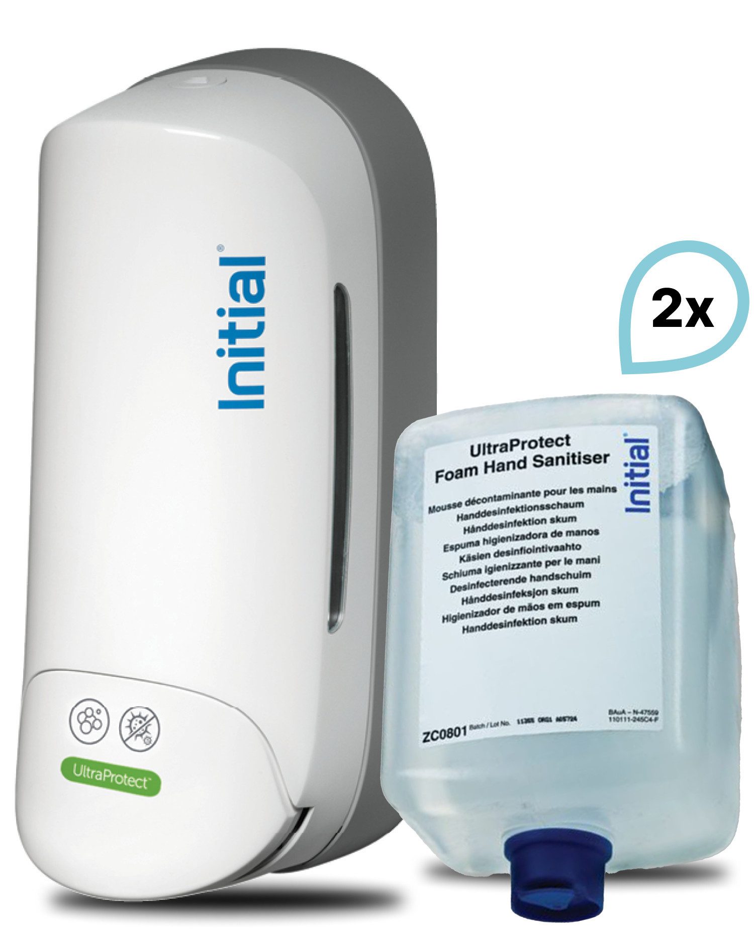 Rentokil Initial Desinfektionsmittelspender Signature Desinfektionsschaumspender KOMPAKT MANUELL, (Set, 1 Spender + 2 UltraProtect-Kartuschen à 375 ml)