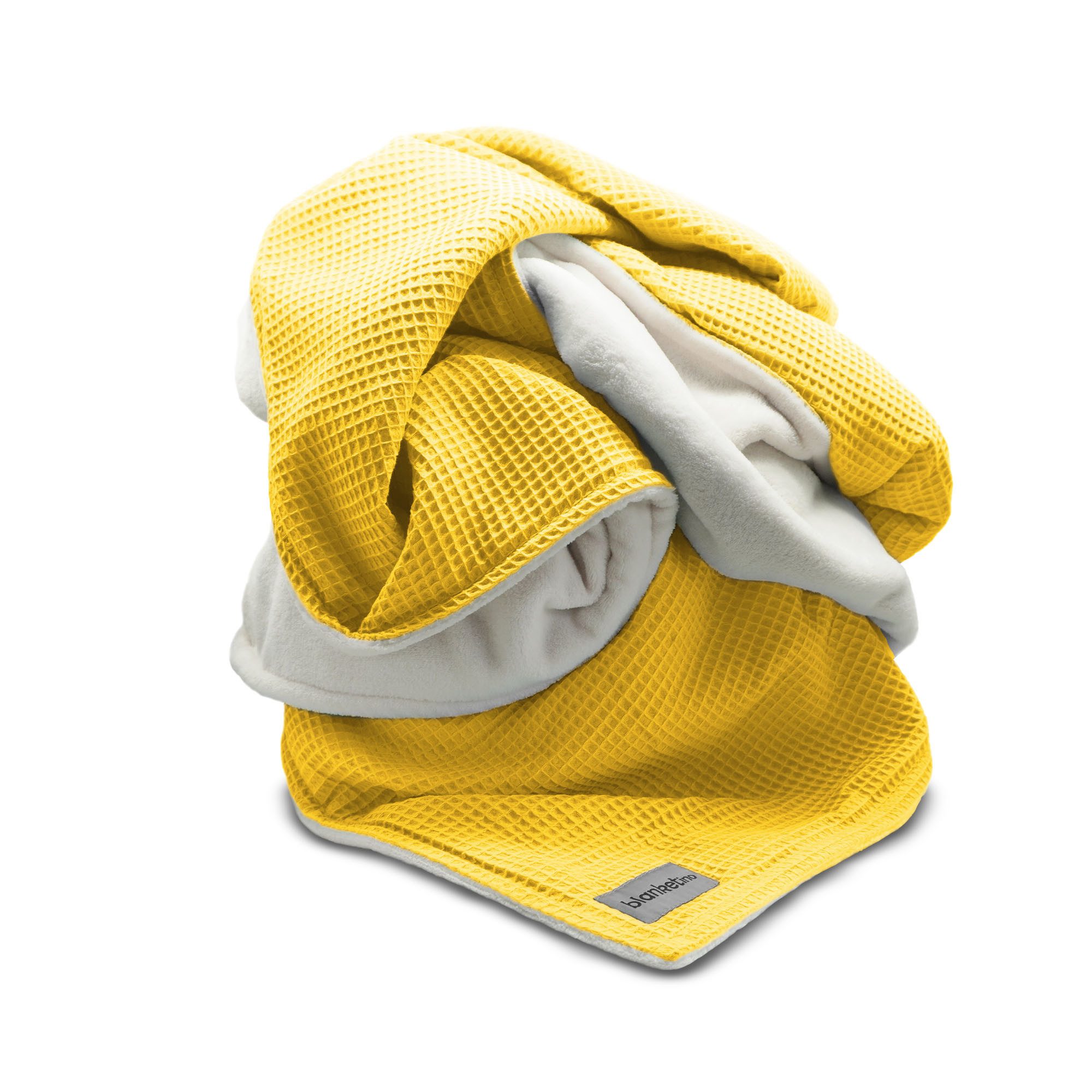 Wohndecke flauschige Kuscheldecke, wärmende Couchdecke, blanketino, Stilvolle Sofadecke, Überdecke in Gelb & Sandweiß