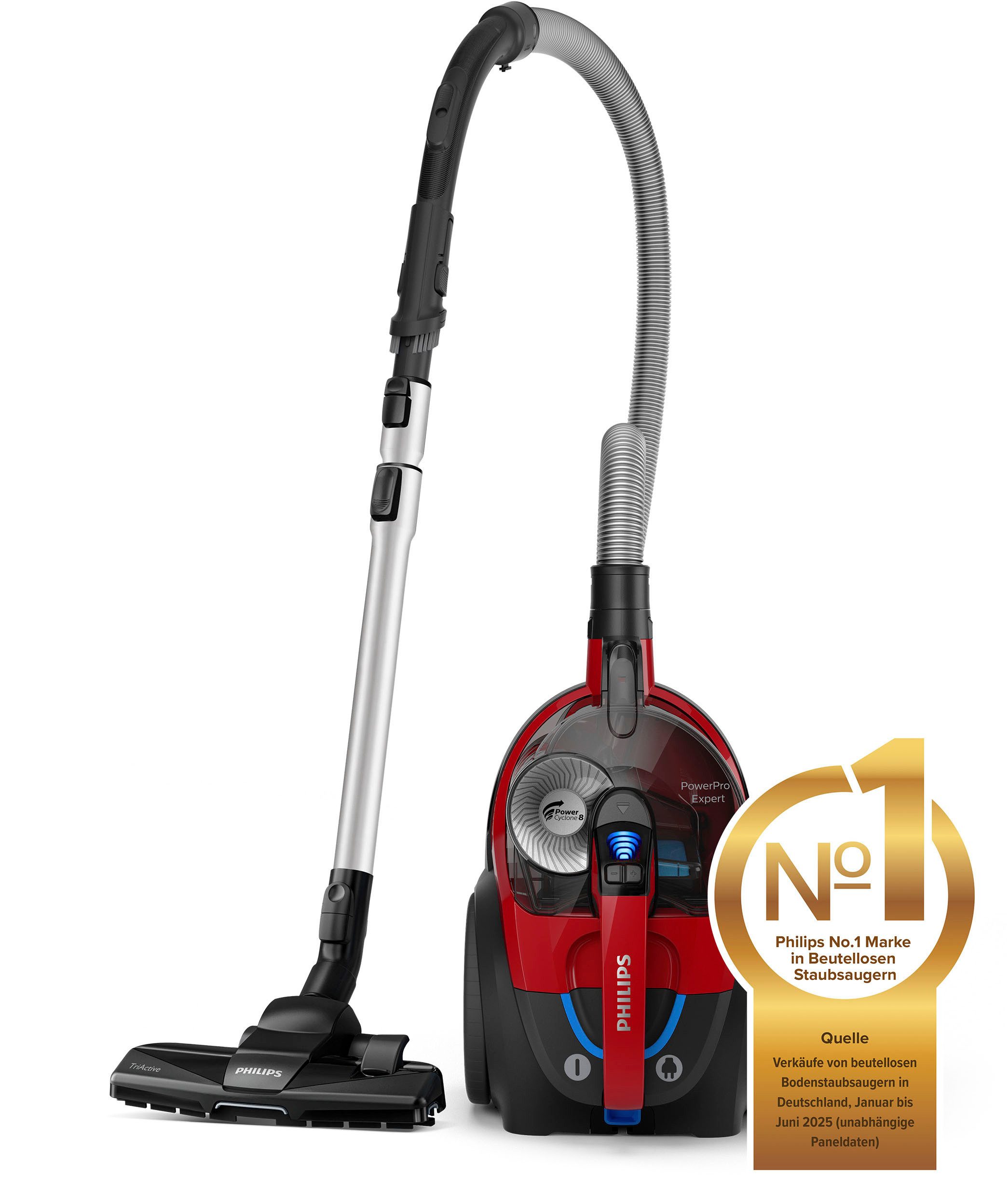 Philips Bodenstaubsauger FC9729/09 PowerPro Expert, 900 W, beutellos, Allergy H13-Filter, mit 2 l Fassungsvermögen und TriActive-Düse