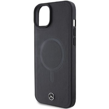 Mercedes Benz Handyhülle Cover Case iPhone 15 MagSafe kompatibel Echtleder schwarz 6,1 Zoll, Kantenschutz