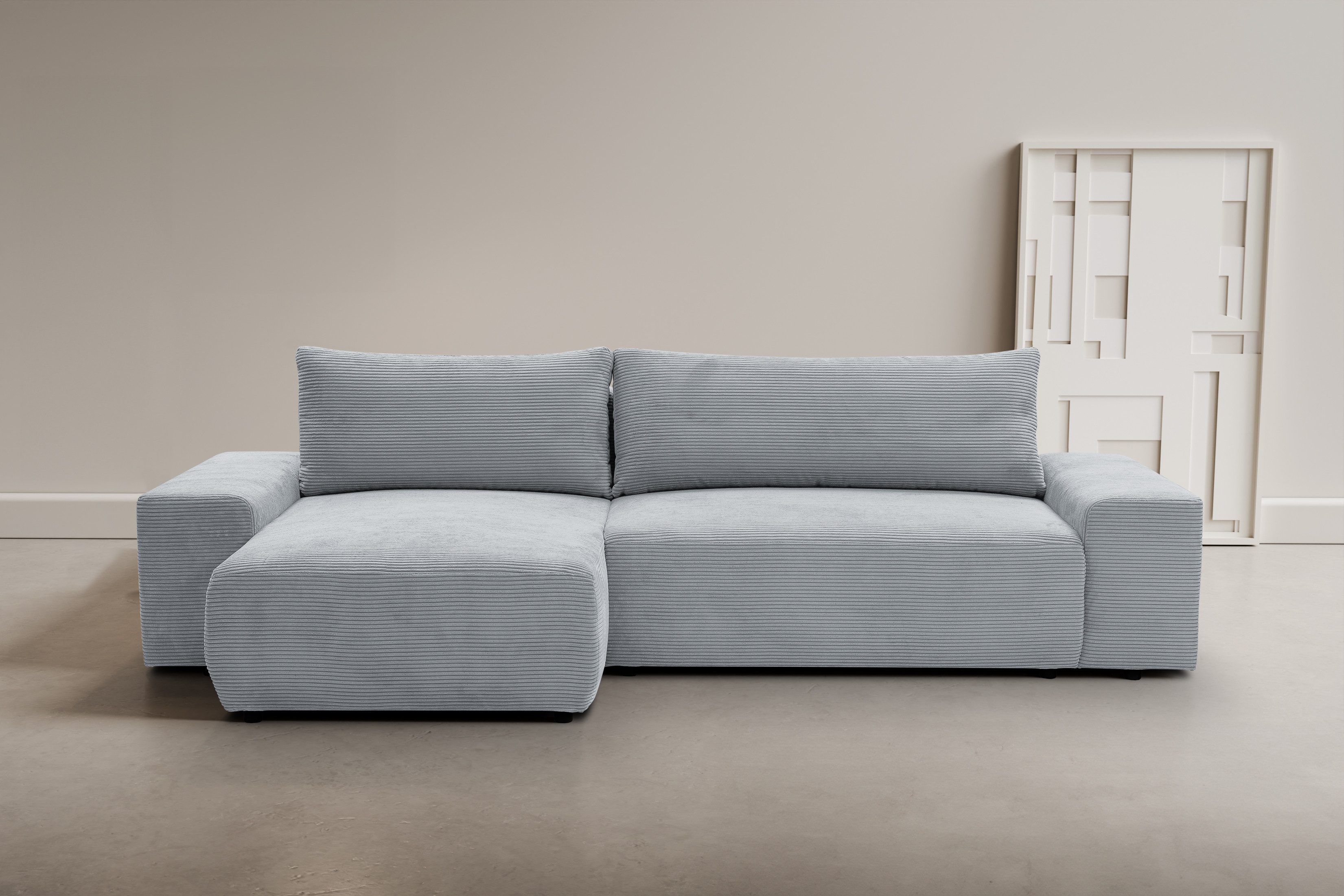 WERK2 Ecksofa Amsterdam, zeitlos und elegant, Breite 300cm, L-Form, Design Ecksofa mit hohem Komfort, Schlaffunktion & Bettkasten