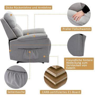 OKWISH TV-Sessel mit Liegefunktion,Relaxsessel mit Stoffbezug,Fernsehsessel verstellbar