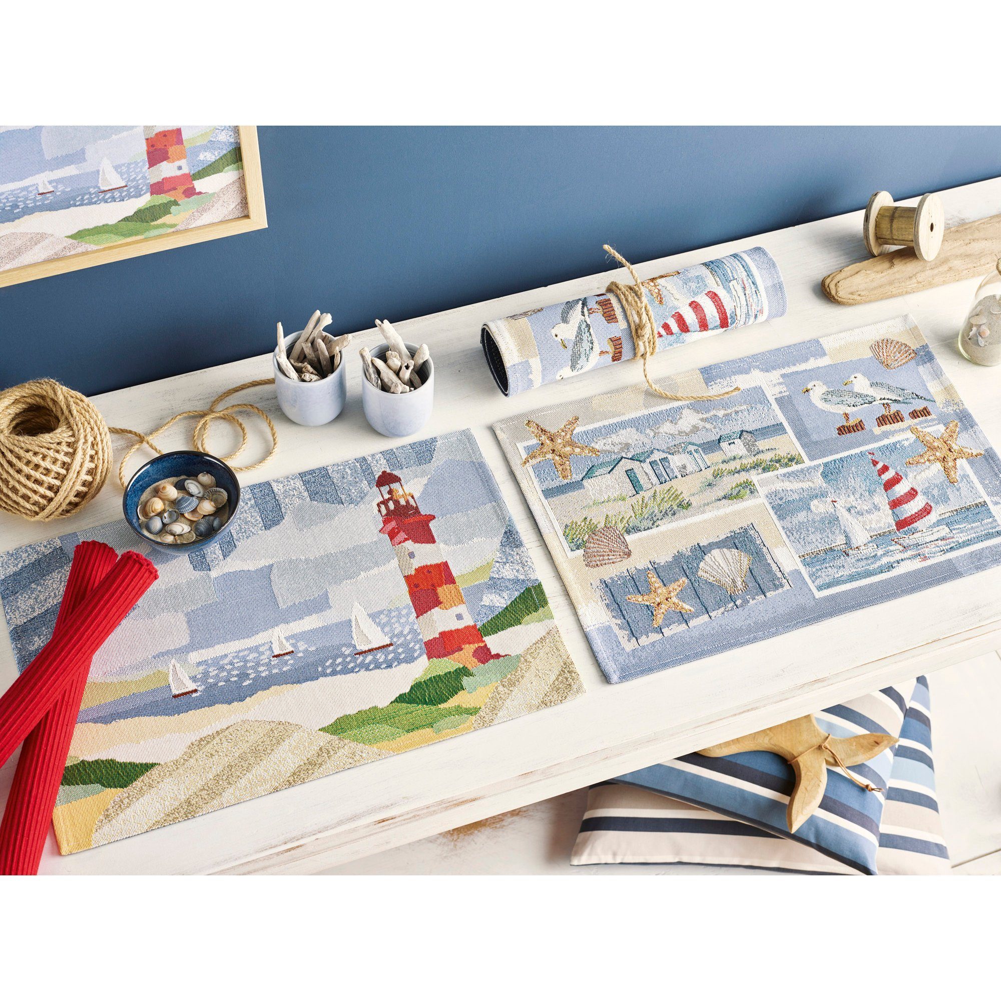 sander table + home Platzset Tischset "Beach House" 2er-Pack, Gobelin Motiv