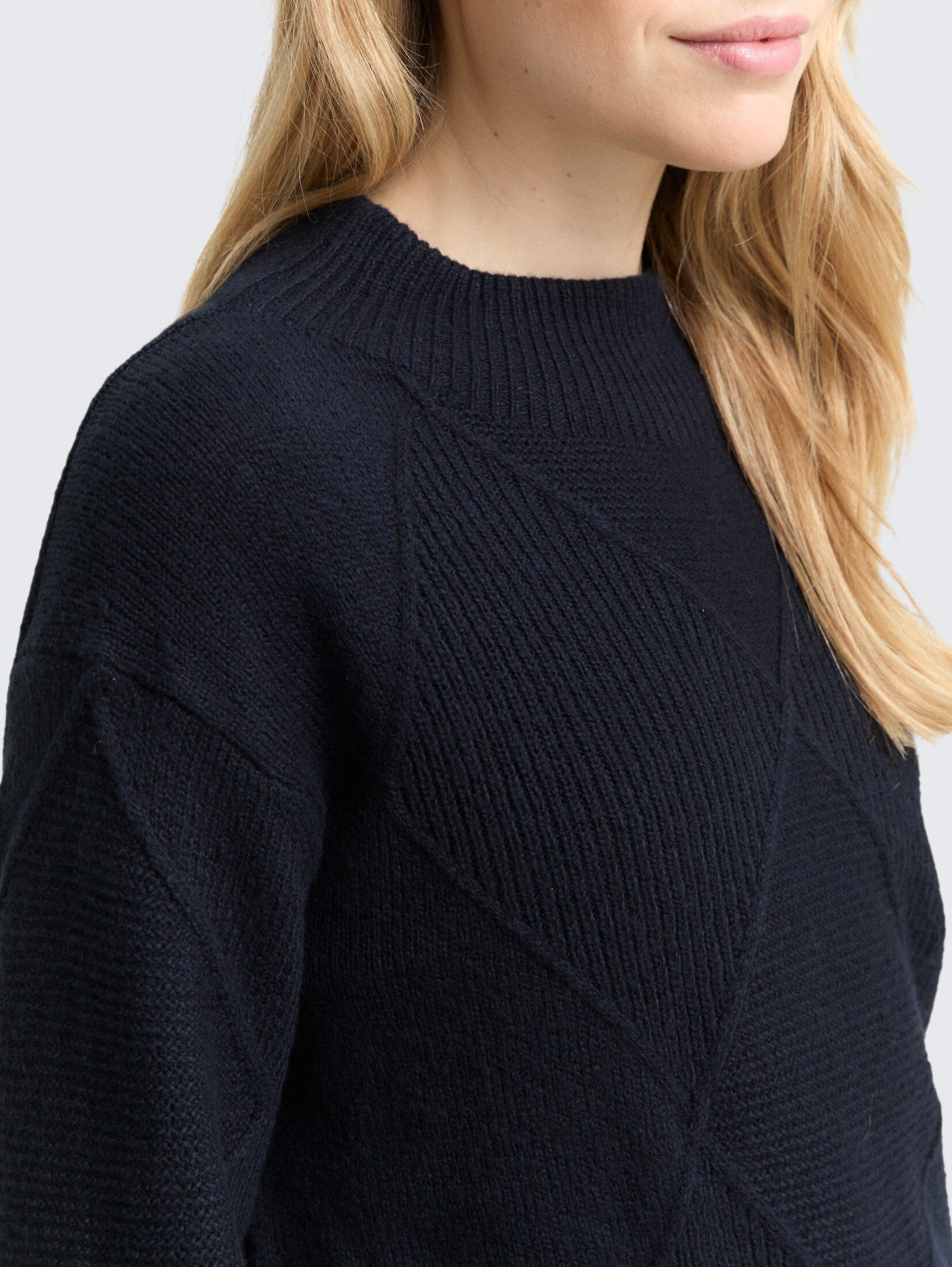 TOM TAILOR Strickpullover Pullover & Strickjacken Loose Fit Strickpullover mit Stehkragen