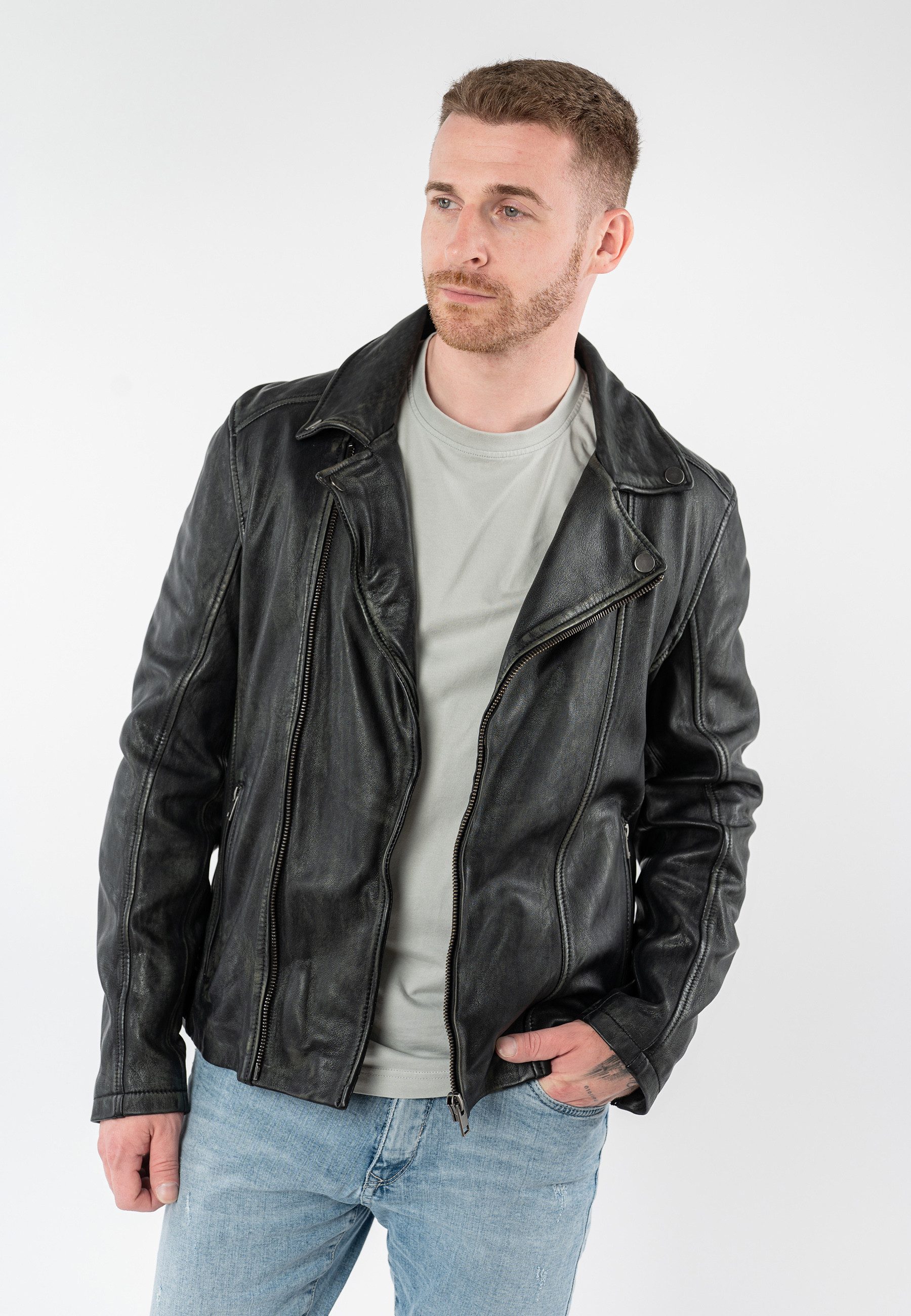 Mauritius Lederjacke MMLario mit Reverskragen, Slim Fit günstig online kaufen