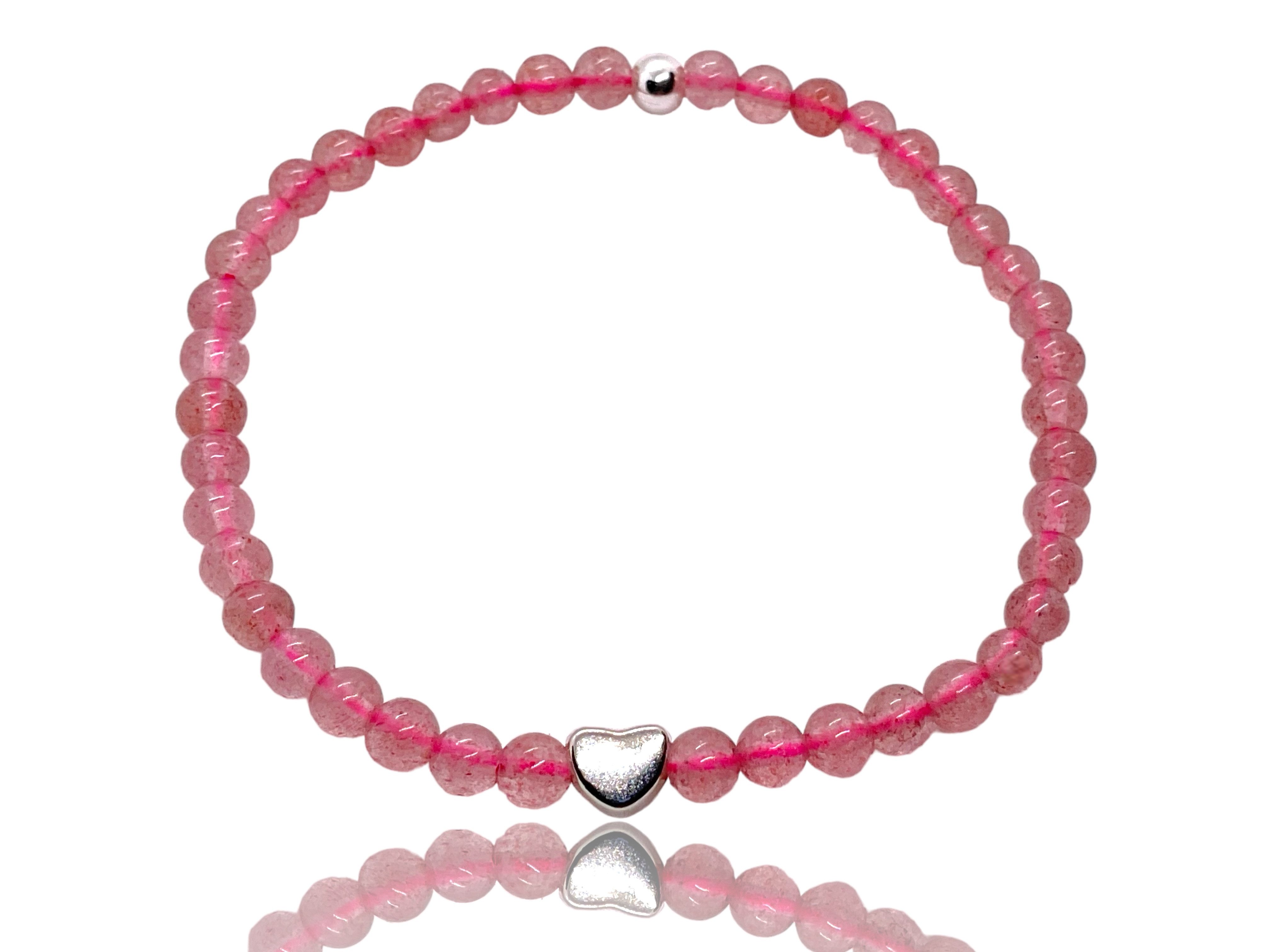 Steinfixx® Perlenarmband Edelstein Erdbeerquarz mit 925 günstig online kaufen