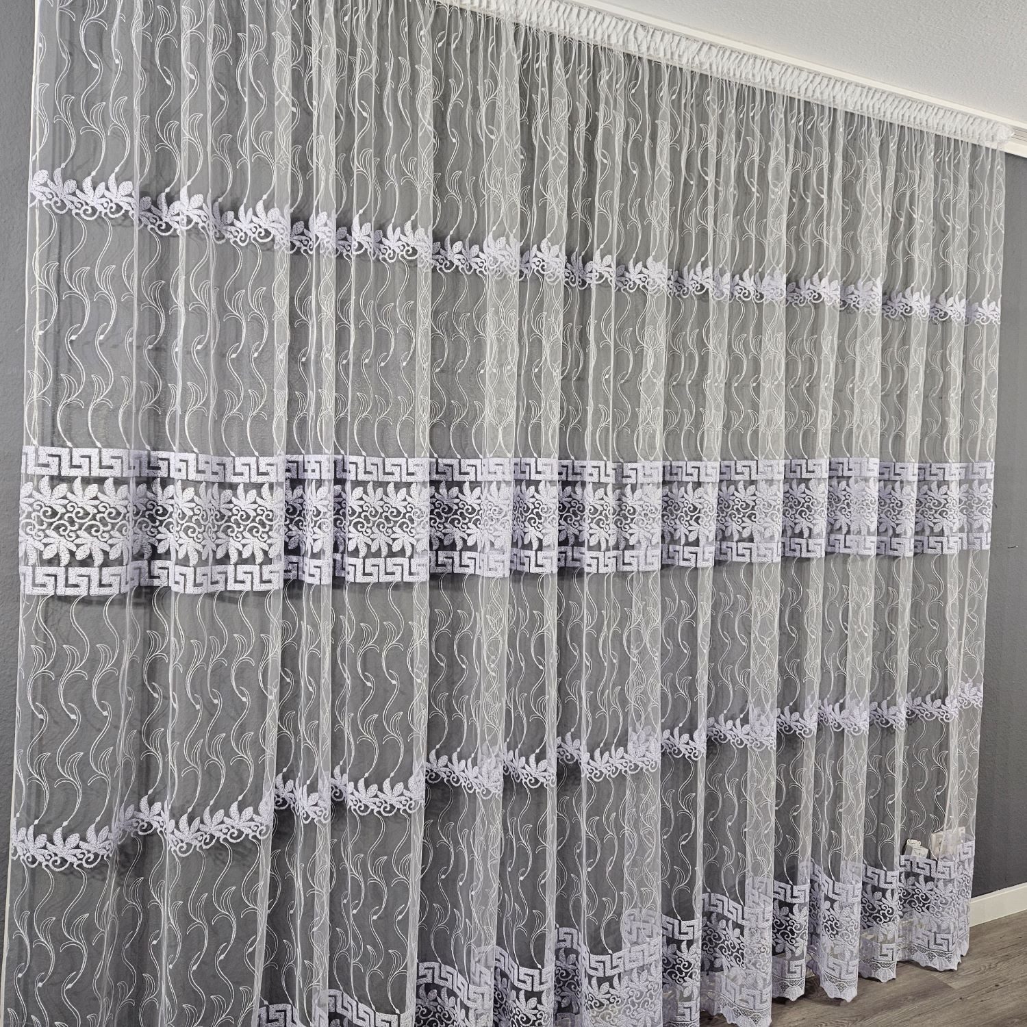 Gardinen by Justyna Gardine Store Tüll mit Muster, Kräuselband, transparent günstig online kaufen