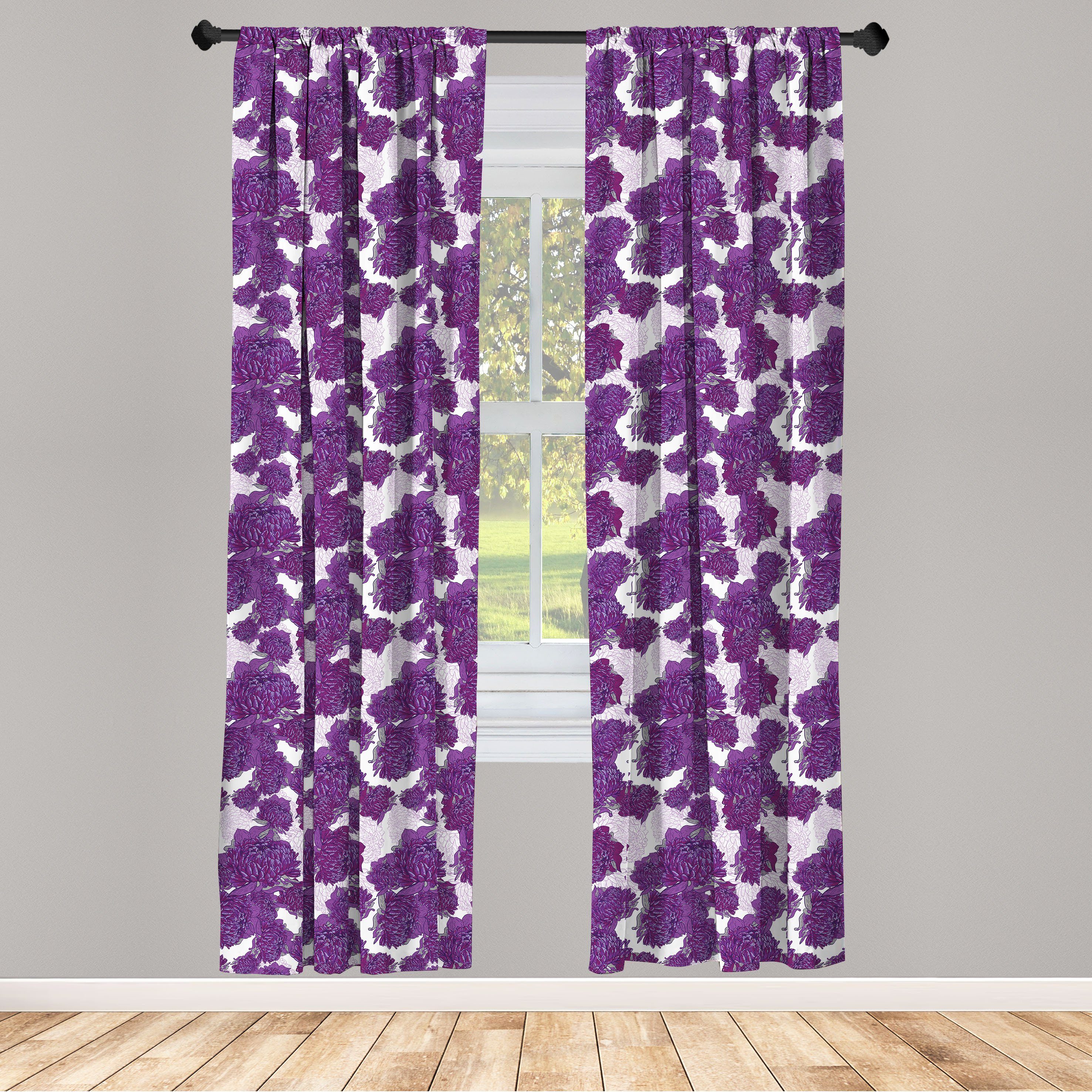 Gardine Vorhang für Wohnzimmer Schlafzimmer Dekor, Abakuhaus, Microfaser, viktorianisch Allium Blütenblätter