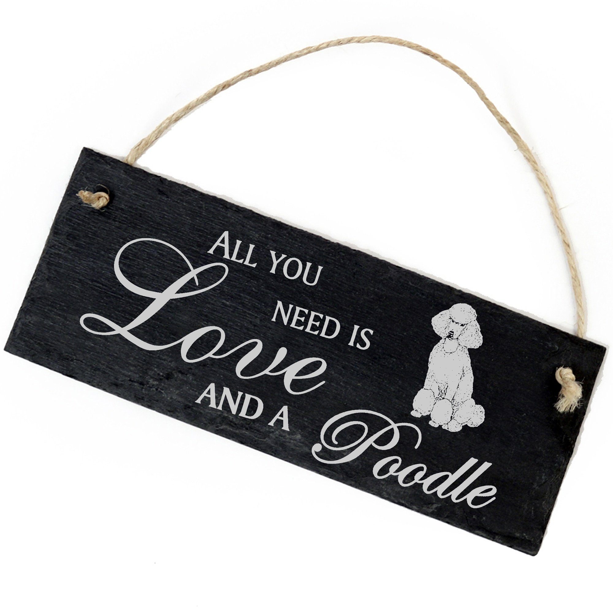 Dekolando Hängedekoration sitzender Pudel 22x8cm All you need is Love and a Poodle