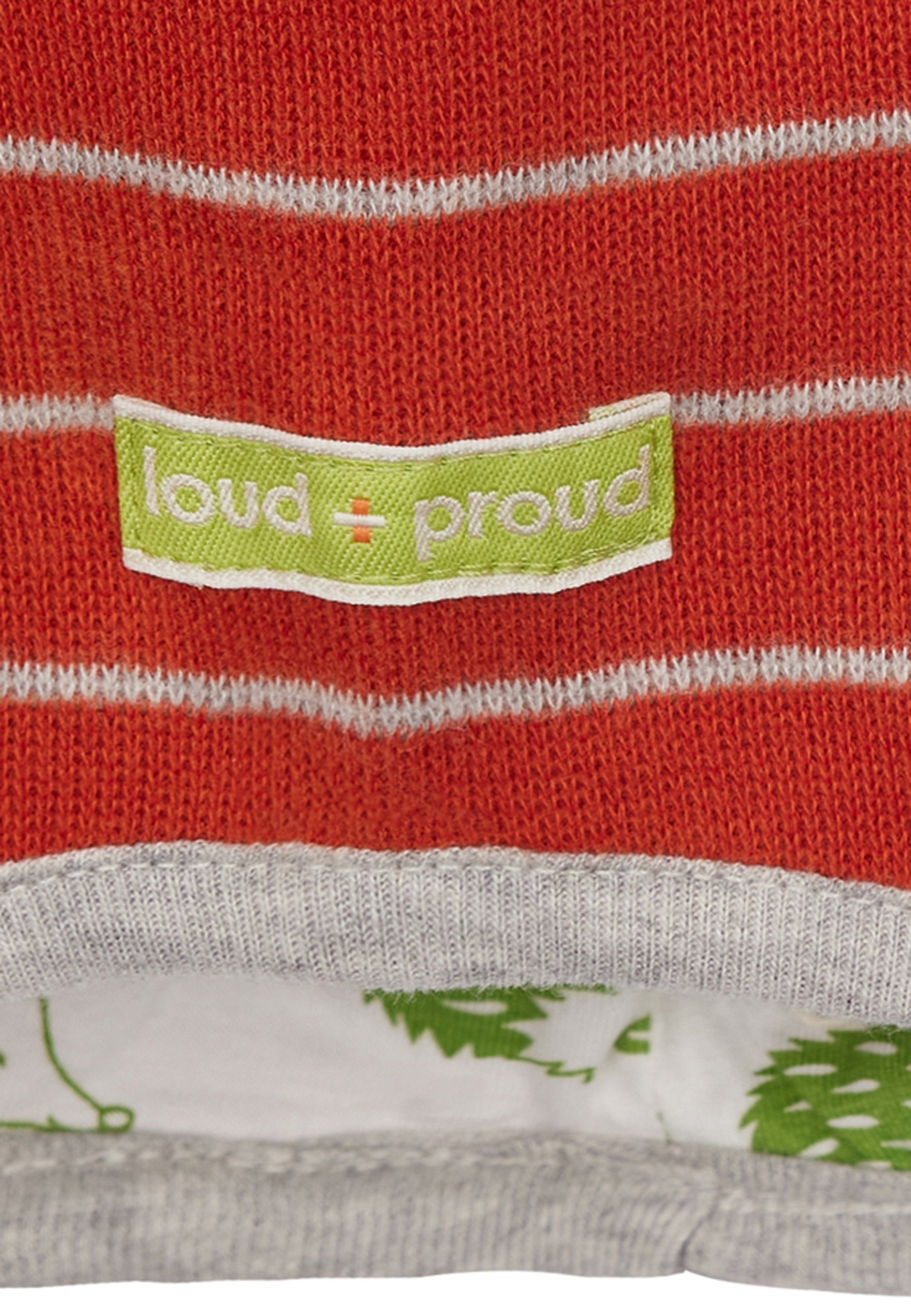 loud + proud Beanie GOTS rot zertifizierte Ringel-Look Bio-Baumwolle mit