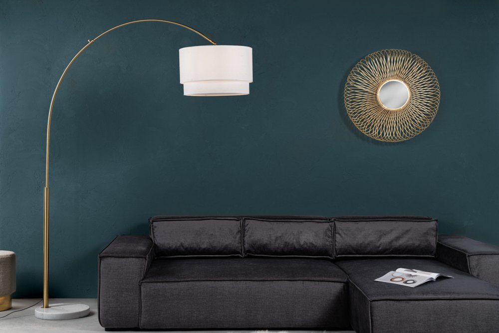 Modern · Marmor gold, riess-ambiente 210cm Wohnzimmer · · weiß Ein-/Ausschalter, Leuchtmittel, · Kunststoff LOUNGE Bogenlampe DEAL Metall / ohne
