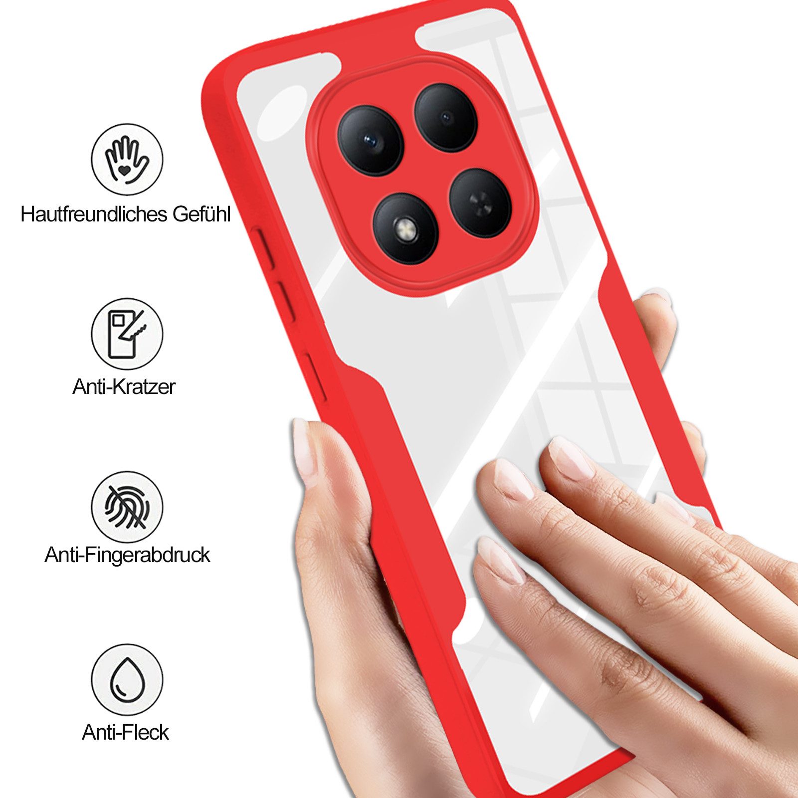 betterfon Handyhülle für Xiaomi Redmi Note 15 Pro+ / Poco M8 Pro 5G, 360° mit Dispayfolie, Vollschutz Case mit integriertem Displayschutz und klarer Sicht – Bild 4 von 5