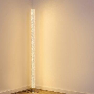 hofstein Stehlampe »Ittiri« dimmbare Stehleuchte aus Metall / Nickel matt, 3000 Kelvin, 1xLED 14, 5 Watt, 1200 Lumen, mit 3-Stufen Touchdimmer, Glitzer-Effekt