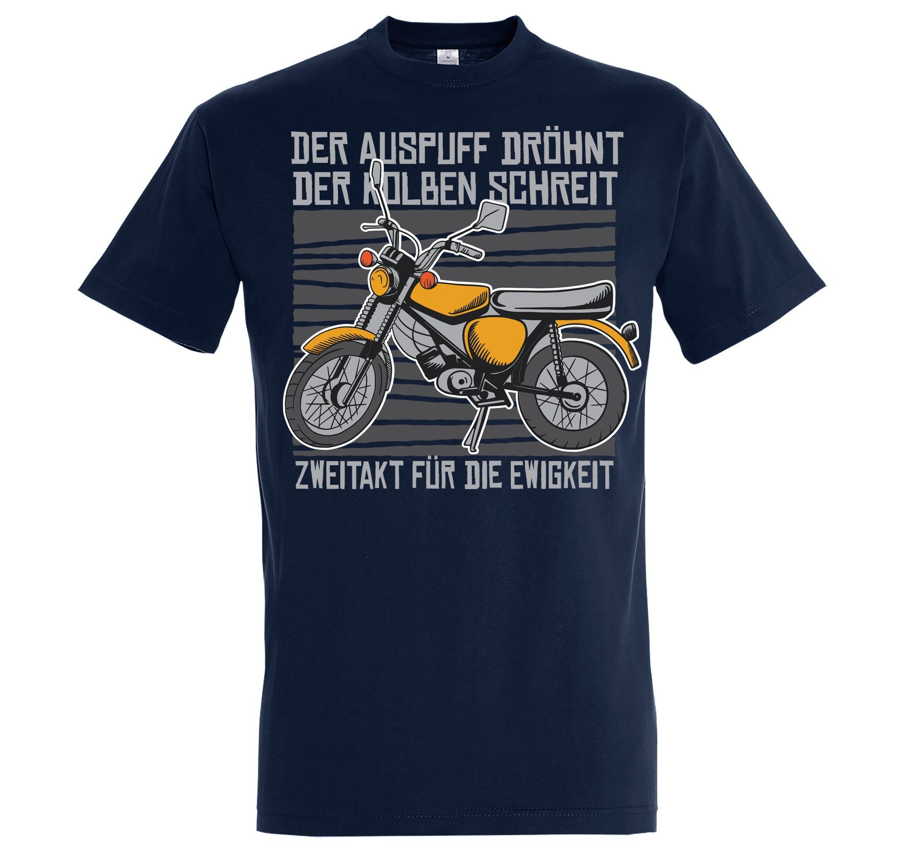 Frontprint Youth Shirt Navyblau Ewigkeit Für Designz Herren mit Die Zweitakt T-Shirt trendigem