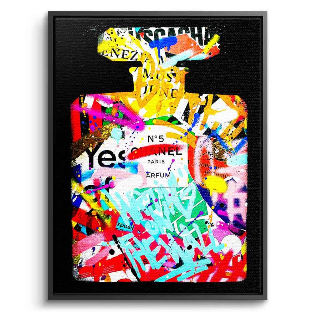 DOTCOMCANVAS® Leinwandbild NEW FRAGRANCE, Leinwandbild NEW FRAGRANCE Chanel N5 Parfum Pop Art Wandbild hochkant