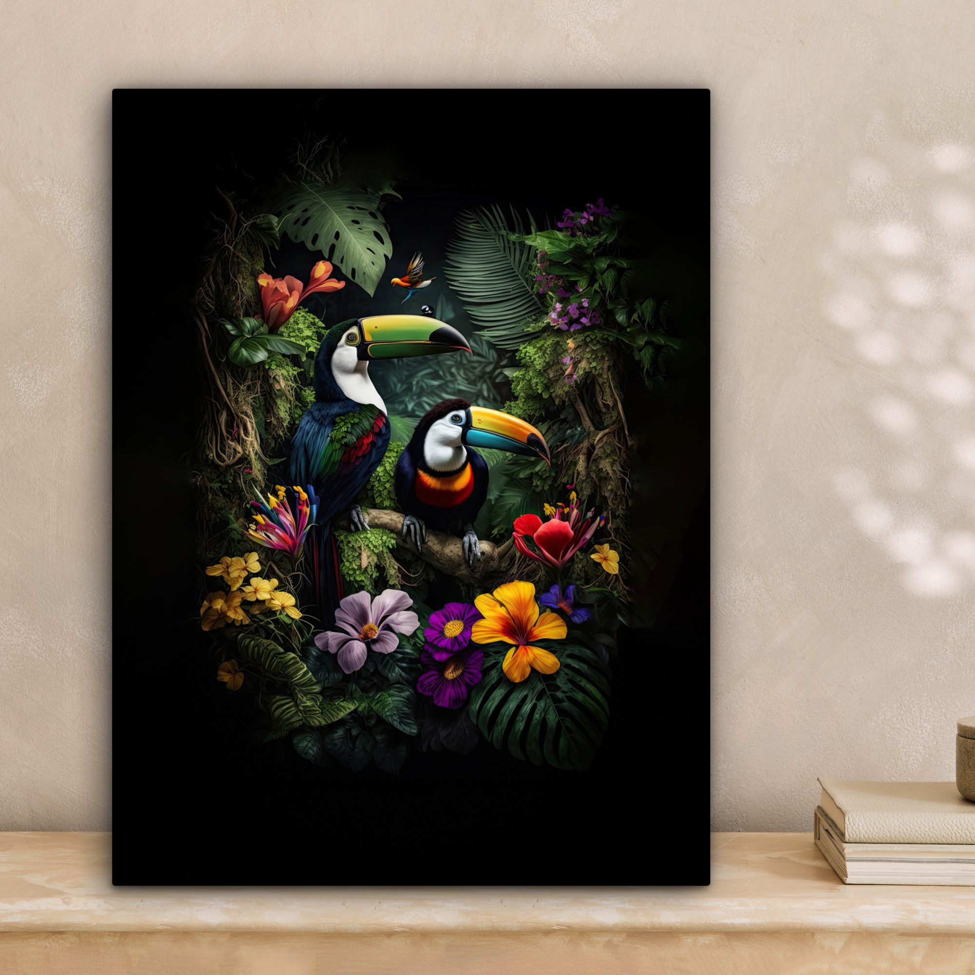 OneMillionCanvasses® Leinwandbild Tukan - Blumen - günstig online kaufen
