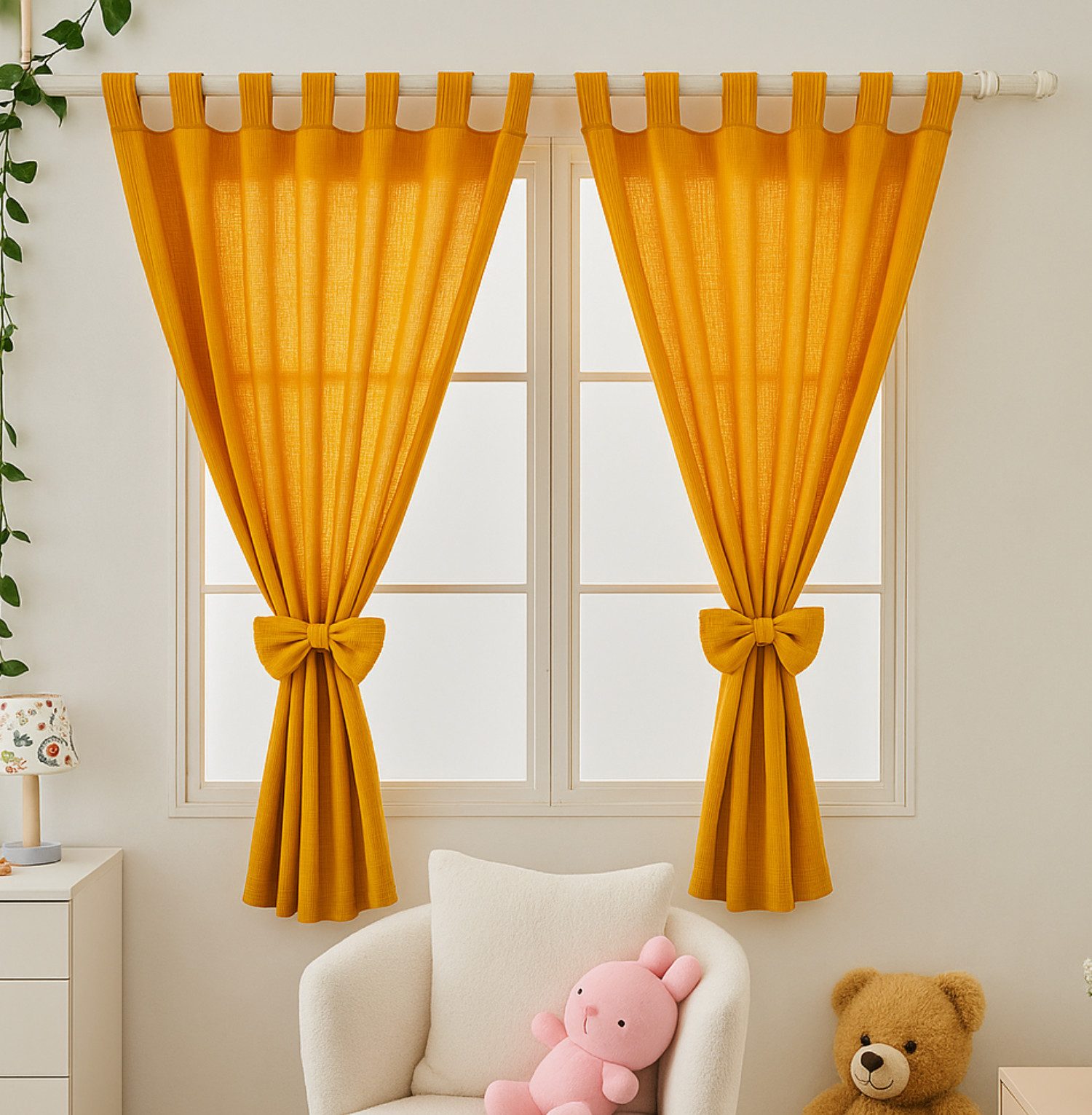 Alavya Home® Vorhang Alice PREMIUM Musselin Stoff (2 St), Schlaufen, Lichtschutz, 100% Bio-Baumwolle, Vorhänge 100 x 150 cm Kurz 2er-Set für Kinderzimmer