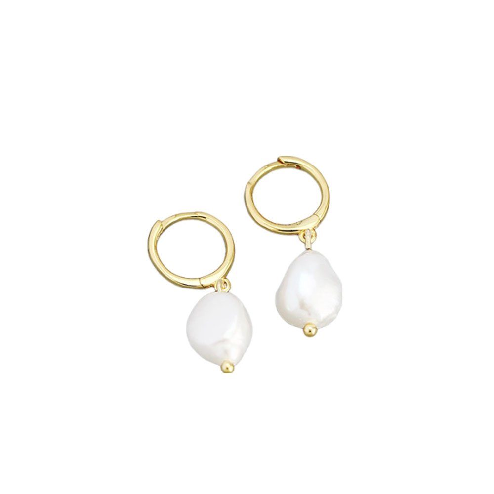 Haiaveng Paar Ohrhänger Perlenohrringe Silber 925, Creolen 13mm mit Perlen Anhänger 10mm (2-tlg), Goldschmuck für Frauen | Ohrhänger