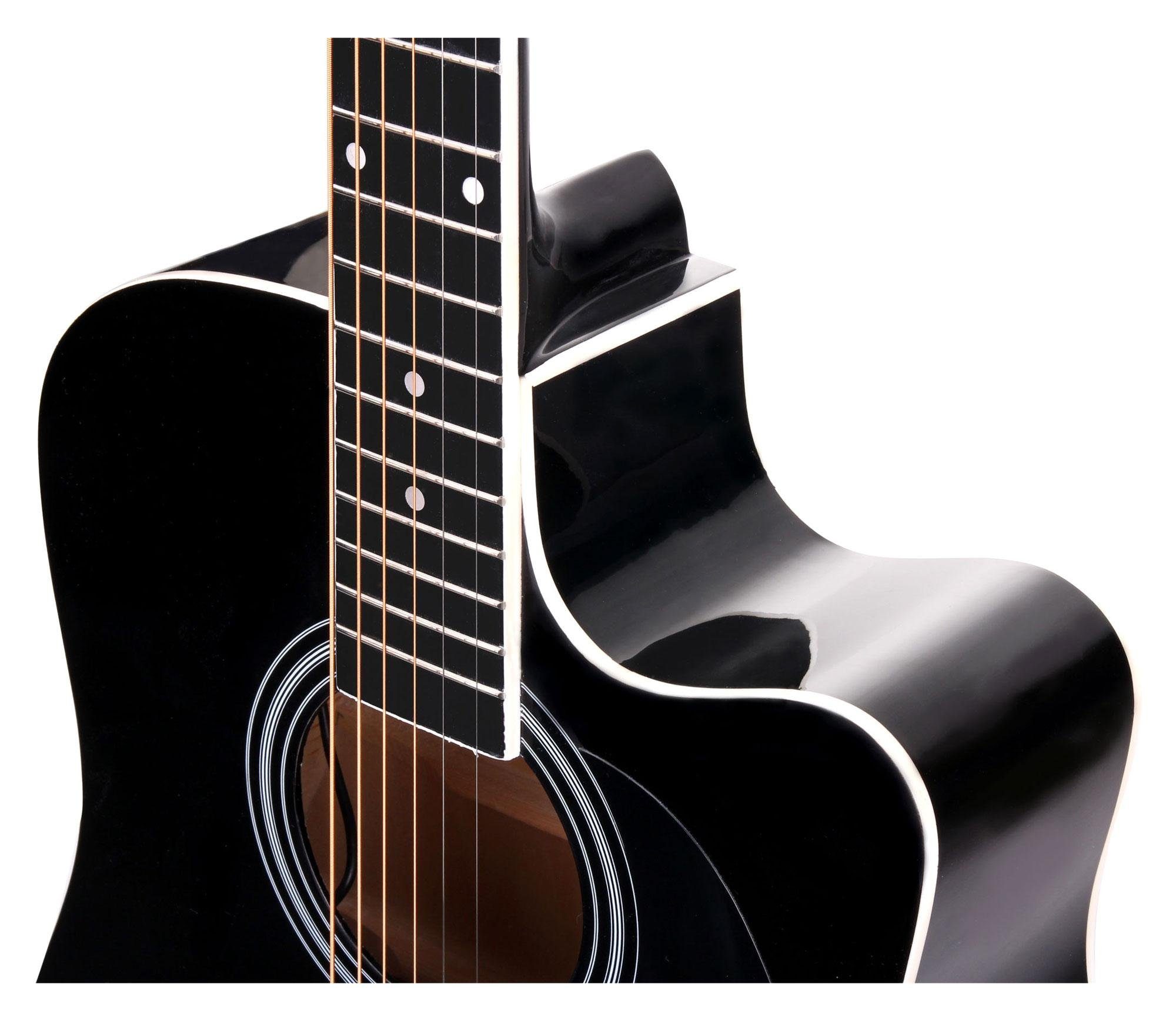 Classic Cantabile Westerngitarre mit Tonabnehmer WS-10-CE, Dreadnought-Style mit Cutaway, 3-Band-EQ (Bass, Middle, Treble) + Presence