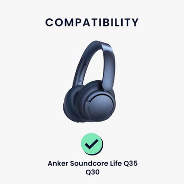 kwmobile 2x Ohr Polster für Anker Soundcore Life Q35 / Q30 Ohrpolster (Ohrpolster Kopfhörer - Kunstleder Polster für Over Ear Headphones)