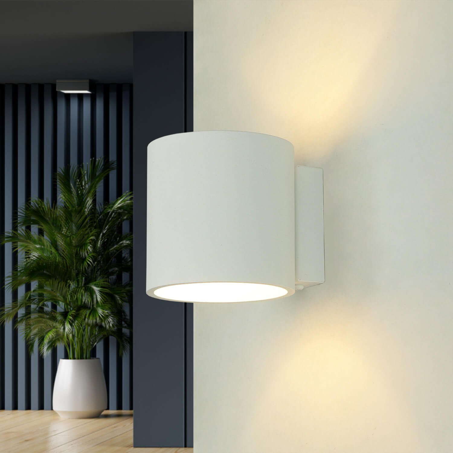 Licht-Erlebnisse Wandleuchte RODA, LED wechselbar, Warmweiß, Moderne Wandlampe  Weiß rund Flur Innenleuchte Lampe