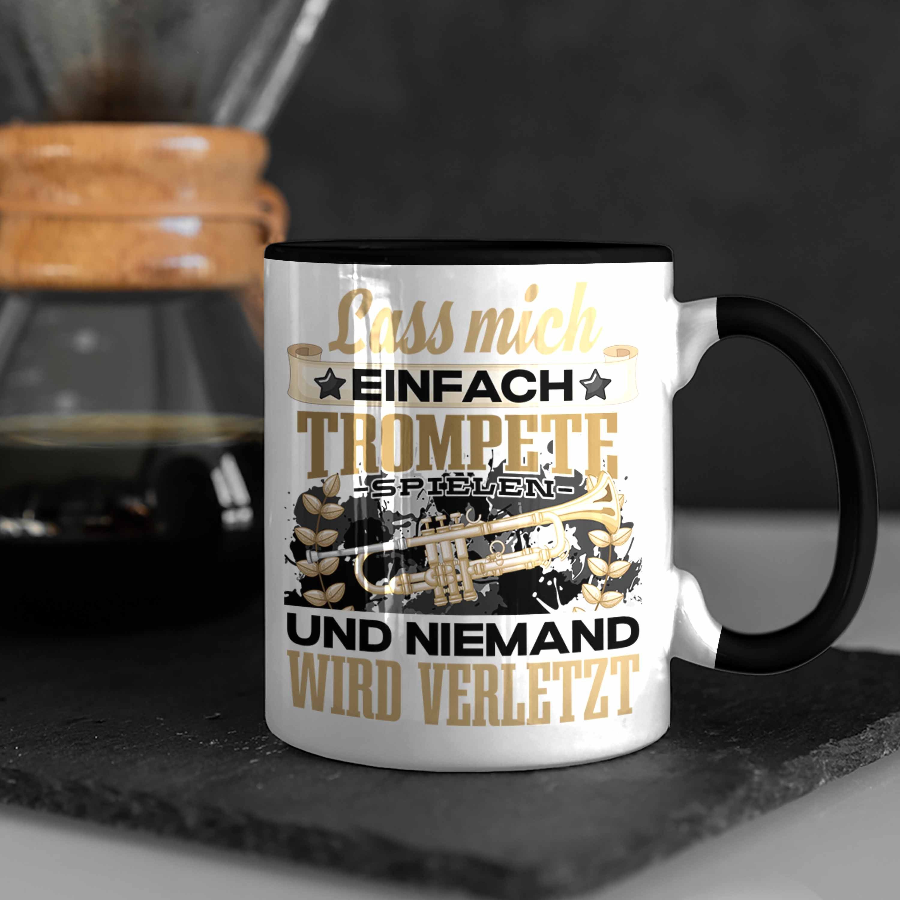 Trendation Geschenk Schwarz für Trendation Trompeten-Spi Tasse Tasse Lustiger Trompete Spruch -