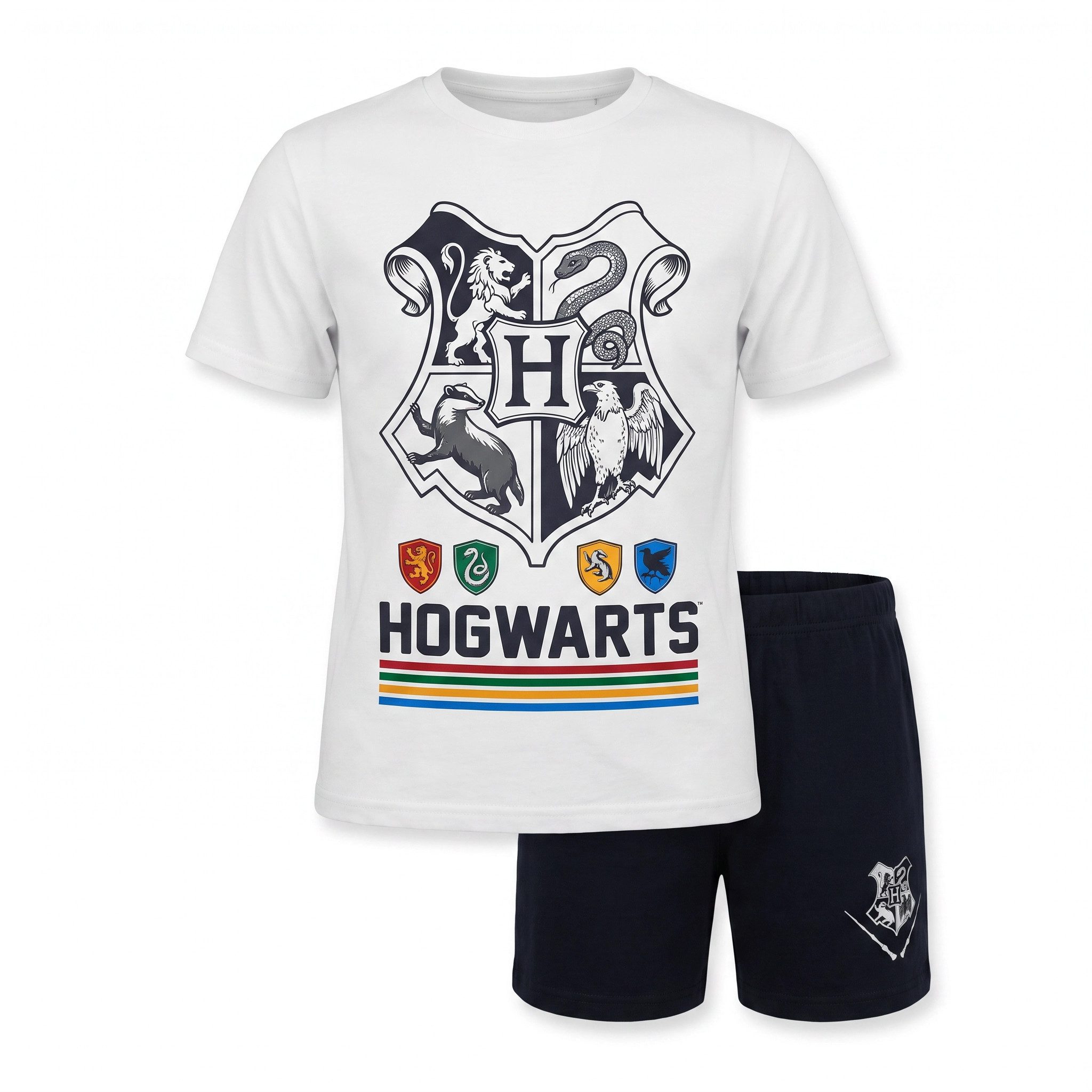 Harry Potter Schlafanzug Harry Potter Hogwarts Jugend kurzarm Pyjama Gr. 134 bis 164, 100% Baumwolle