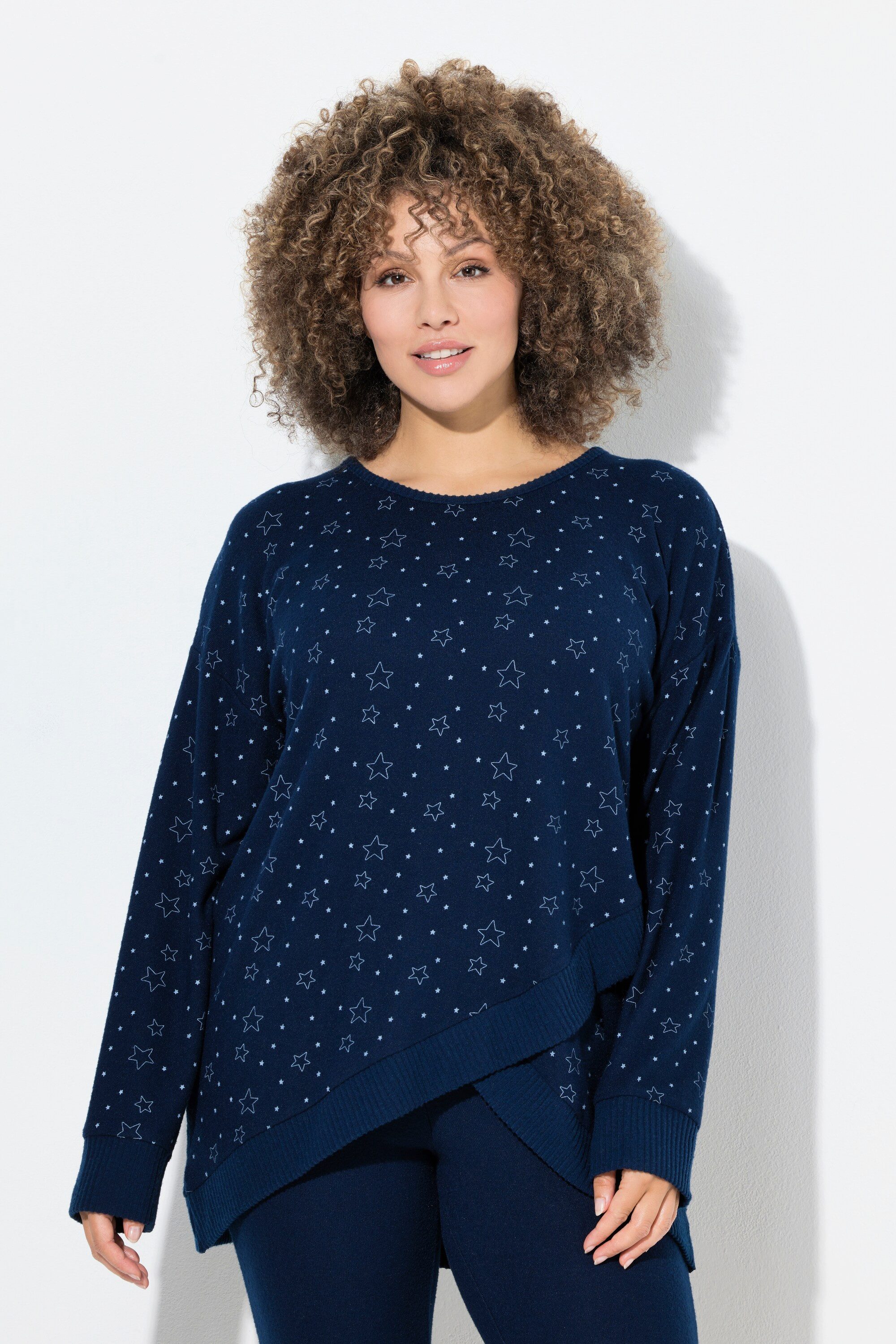 Ulla Popken Sweatjacke Loungewear-Shirt Sterne Oversized günstig online kaufen