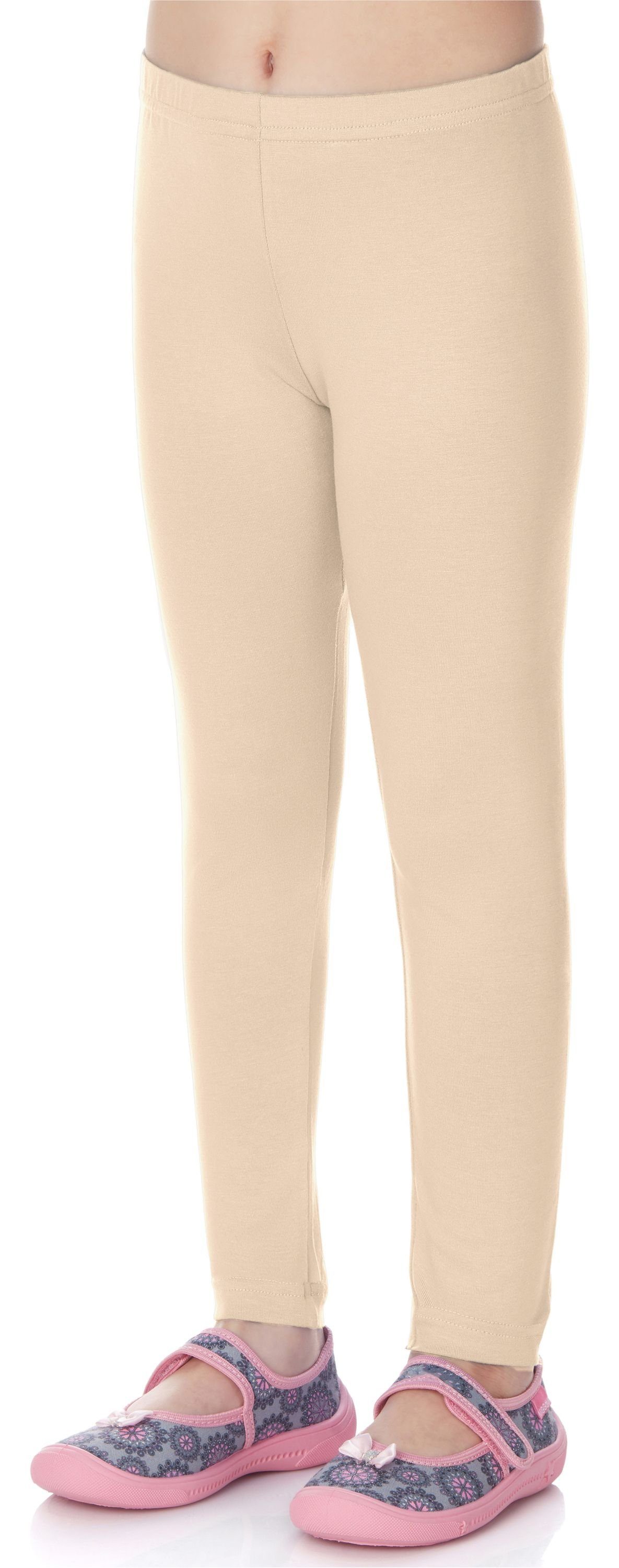 Lange Merry Bund Viskose Leggings elastischer Style (1-tlg) Mädchen MS10-130 Beige-1 Leggings aus