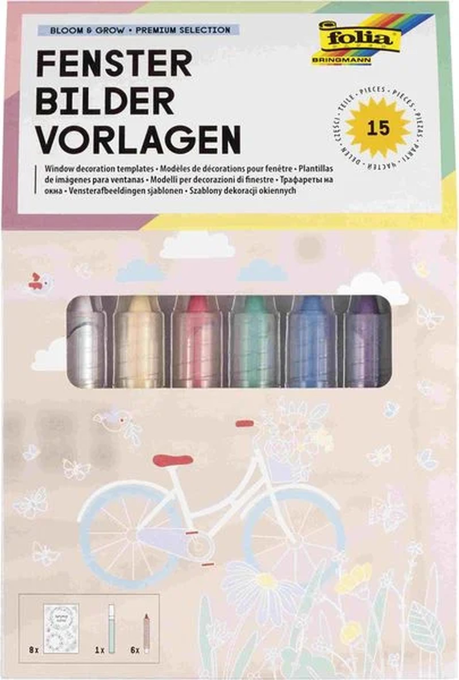Folia Max Bringmann KG Malkreide Fensterbilder Vorlagen, (15-tlg)