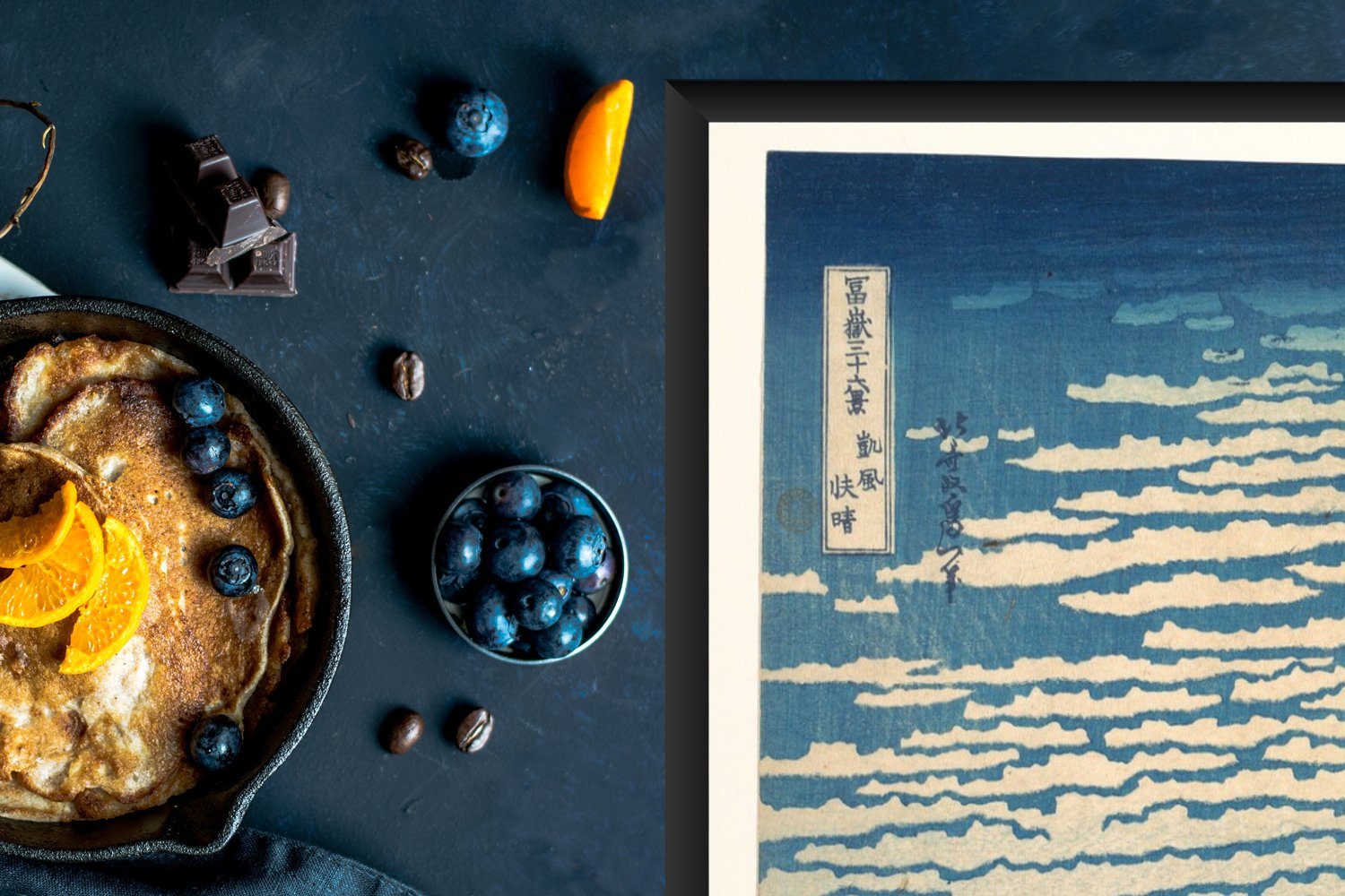 MuchoWow Herdblende-/Abdeckplatte Der tlg), Berg Ceranfeldabdeckung nutzbar, von Arbeitsfläche Mobile Katsushika (1 Vinyl, Gemälde Fuji Hokusai, - cm, 70x52