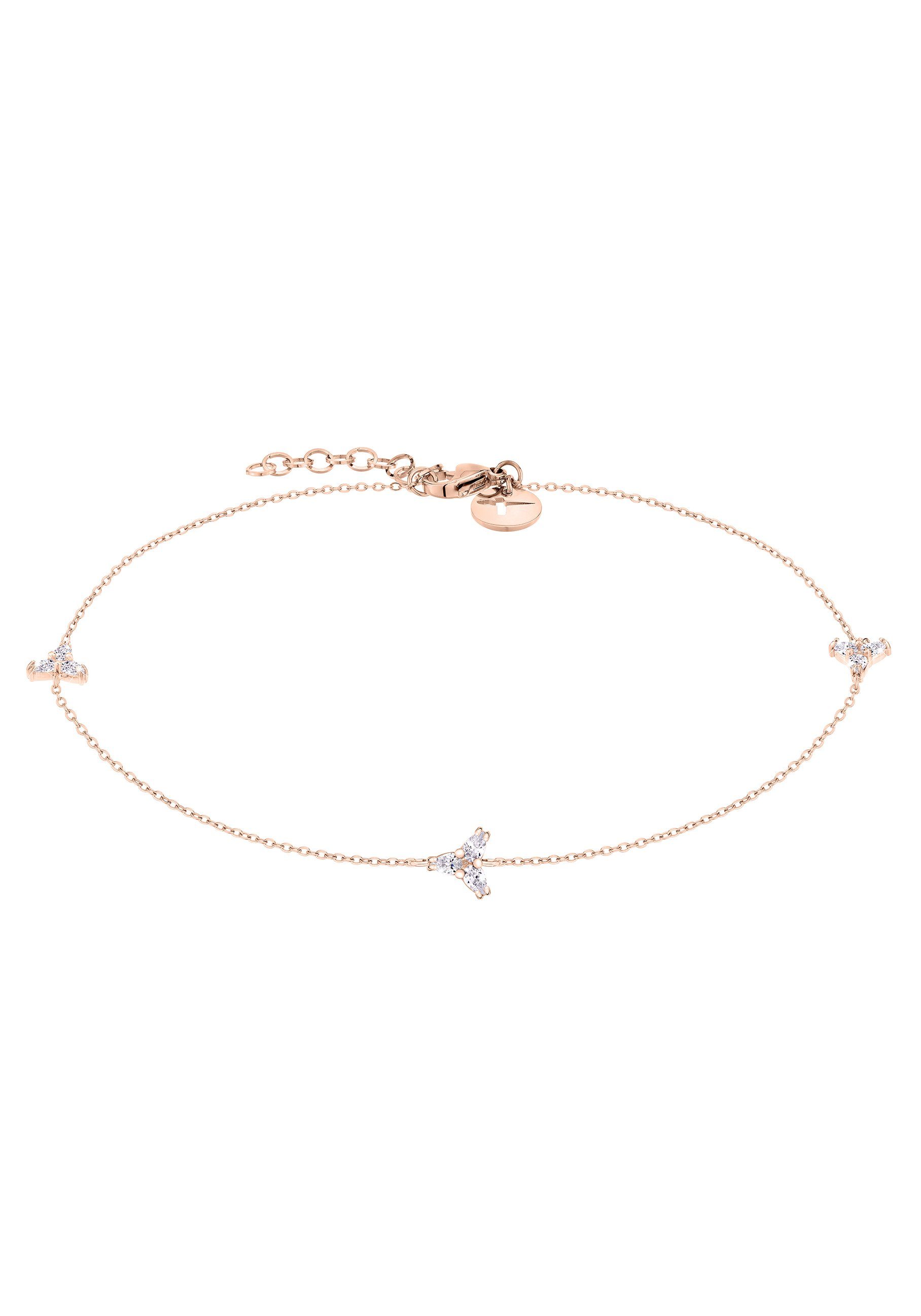 Tamaris Fußkette Blume, Blüte, TJ-0339-A-27, TJ-0340-A-27, TJ-0341-A-27 roségoldfarben|kristallweiß