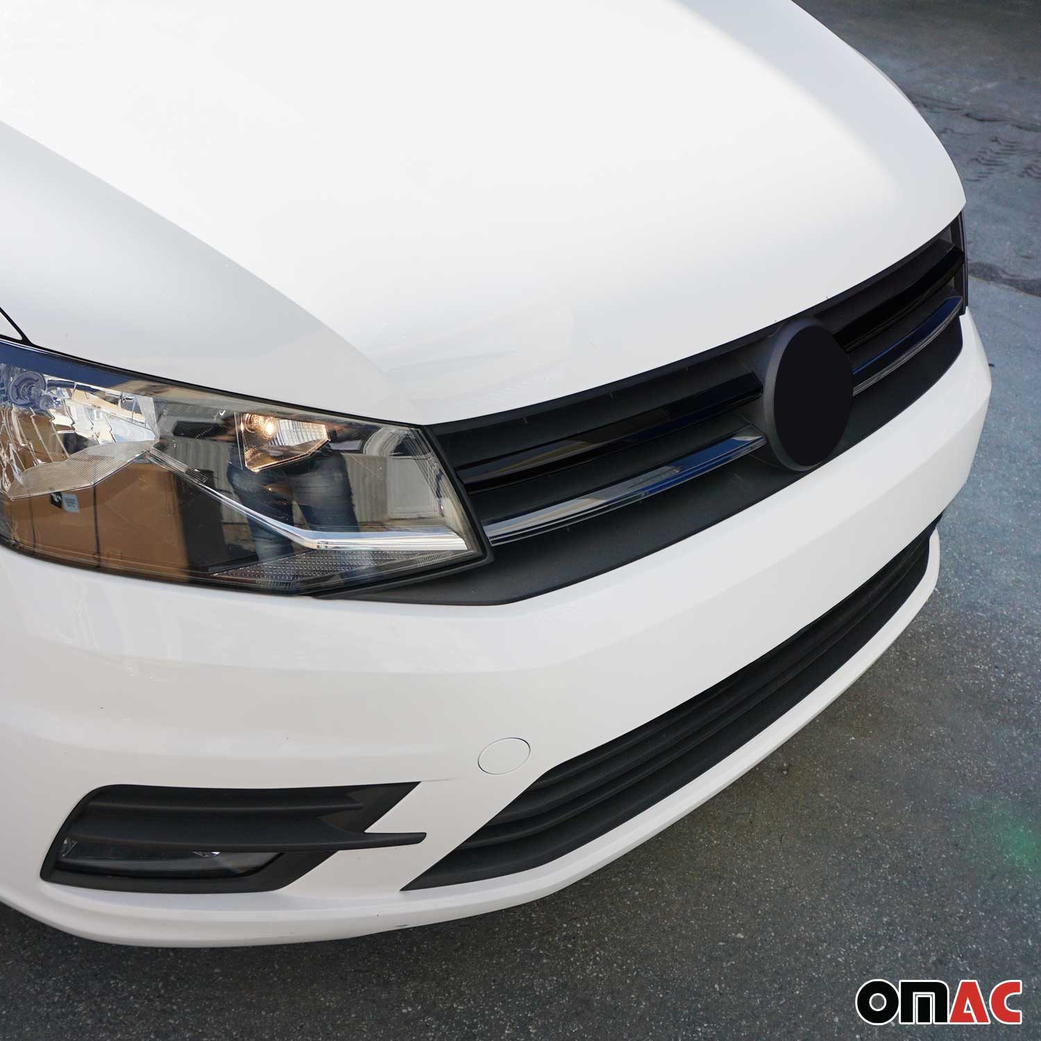 OMAC Zierleisten-Aufkleber Kühlergrill Leisten für VW Caddy 2015-2020 Edelstahl Dunkel 2tlg, (2tlg), Langlebig,Einfache Reinigung,Einfache Installation,Rostbeständig
