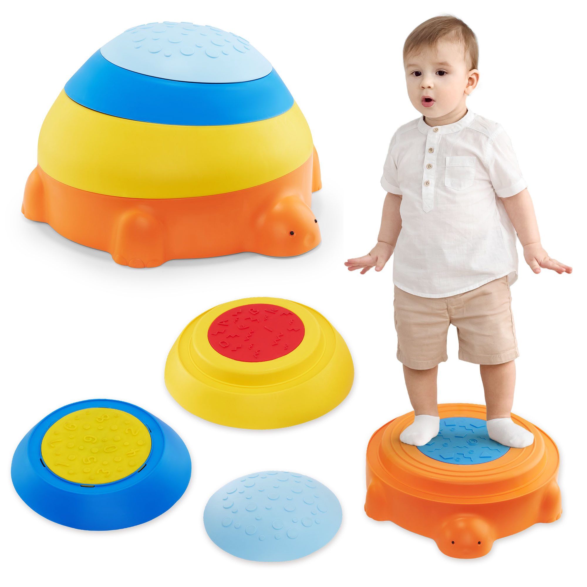 Mamabrum Lernspielzeug Sensorikpfad Schildkröte – Balanciersteine Set für Kinder ab 1 Jahr