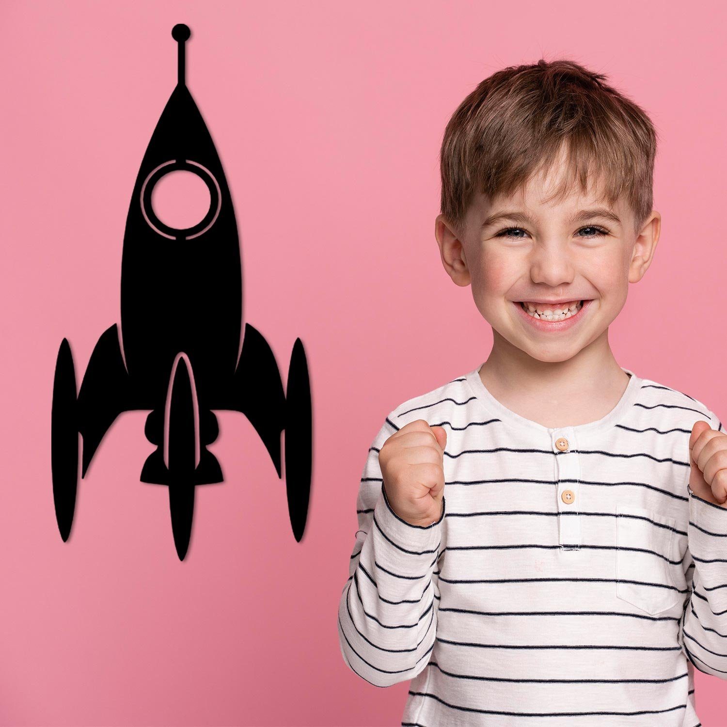 Namofactur LED Dekolicht Nachtlicht Weltraum Rakete Wandlampe Holz Deko Lampe für Kinderzimmer, Ohne Zugschalter/Stern, LED fest integriert, Warmweiß