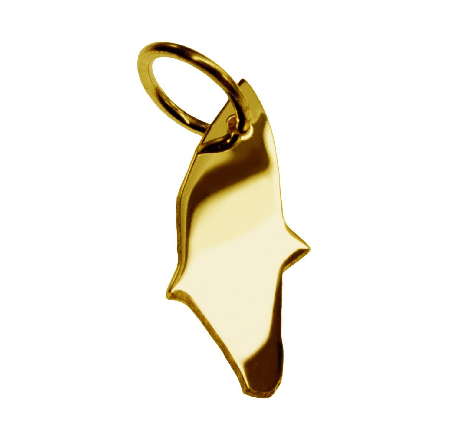 Kettenanhänger Anhänger der Landkarte Rhodos in massiv 585 Gelbgold