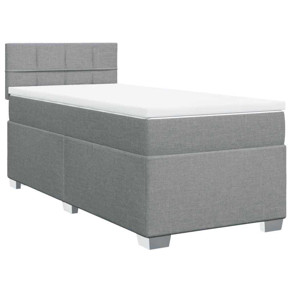 Bett Boxspringbett mit Matratze Hellgrau 90x200 cm Stoff
