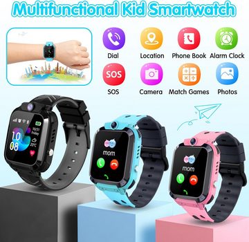 LITEYPP Kinder's GPS und Anruf Funktion,SOS, Spiele Smartwatch, mit GPS mit SIM-Telefon Schrittzähler, Musik, Kamera Kinder Beschenken