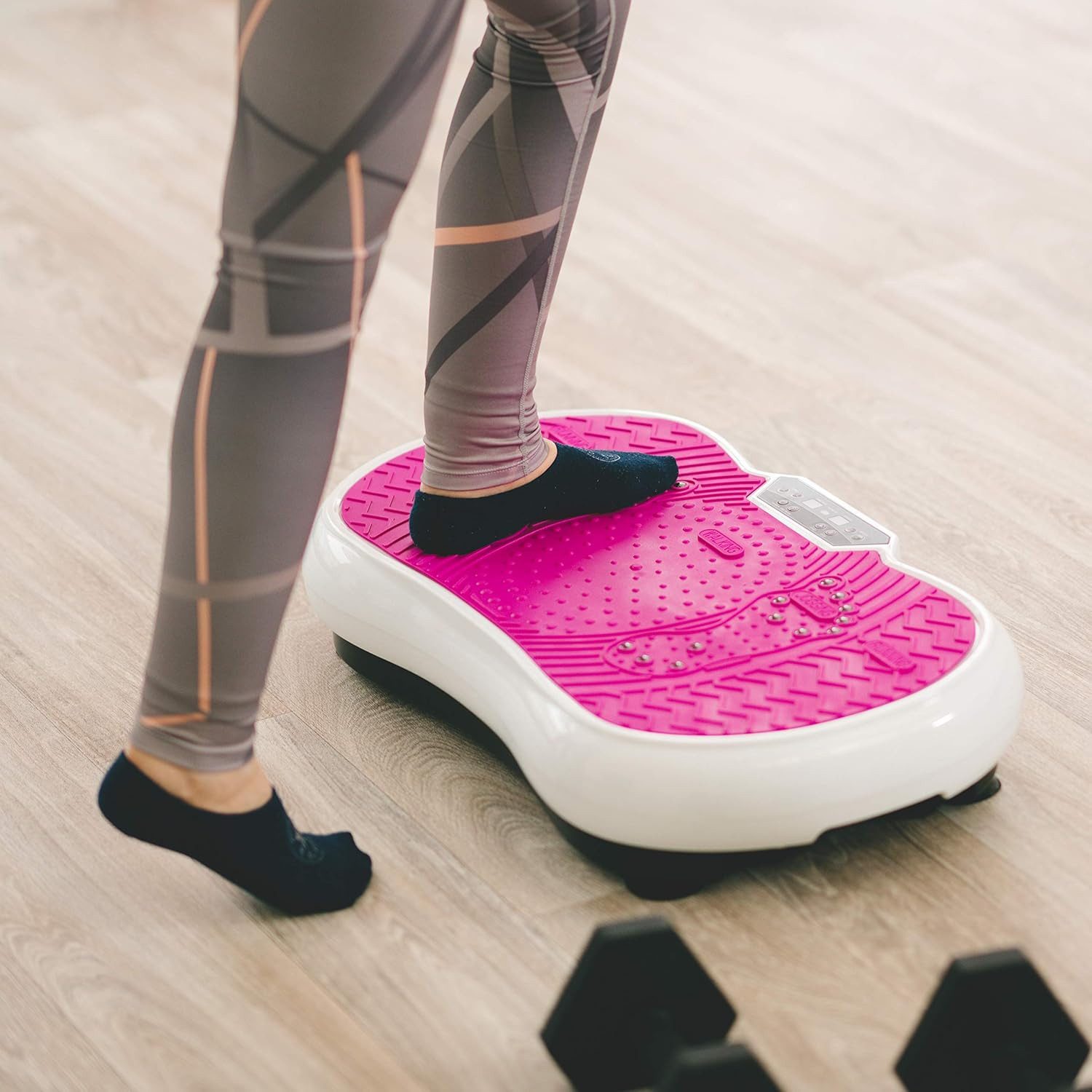 Coradoma Vibrationsplatte Vibrationsboard Fitness zum Abnehmen Rüttelplatte Vibrationsgerät, 300,00 W, (mit Trainingsbänder), Oszillation mit Power Dehnbändern und Bluetooth