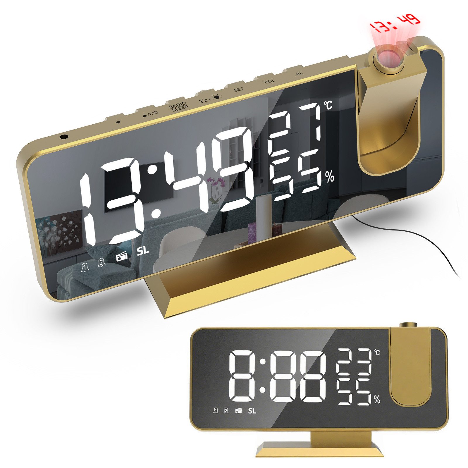 MODFU Projektionswecker Digital Wecker Radiowecker Digitalwecker Projektion günstig online kaufen