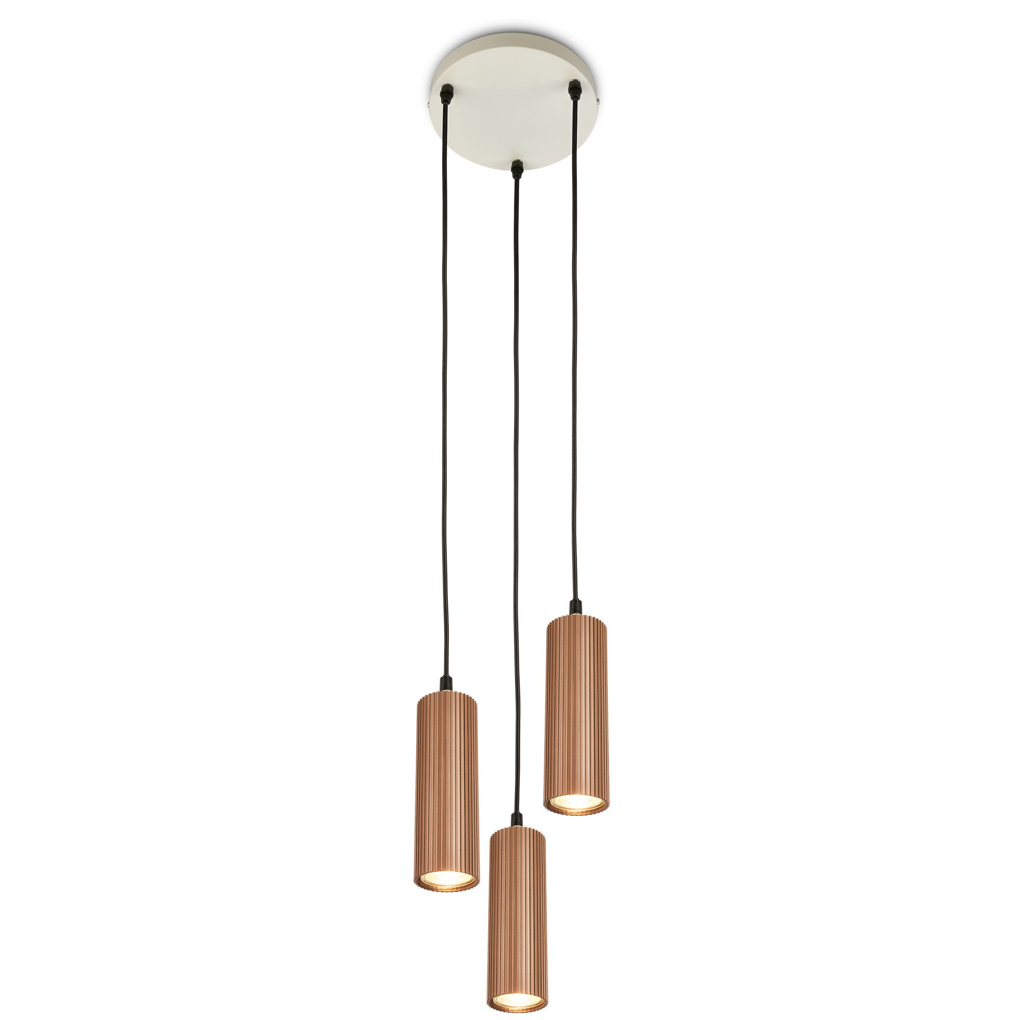 Briloner Leuchten LED Pendelleuchte Hängelampe Höhenverstellbar GU10 Riffle-Optik, 3-Flammig, ohne Leuchtmittel, Abhängig vom Leuchtmittel, 20x120 cm, Esszimmer, Esstisch, Wohnzimmer