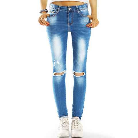 be styled Destroyed-Jeans Medium Waist Röhrenjeans Skinnyjeans destroyed Hosen - Damen - j9e-1 5-Pocket-Style, mit Stretch-Anteil